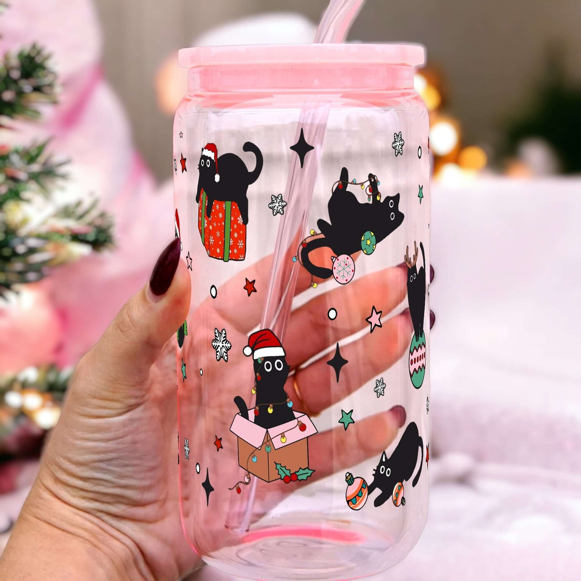 Christmas Cats Cup With Lid and Straw from Sip Sip Hooray – Mugs