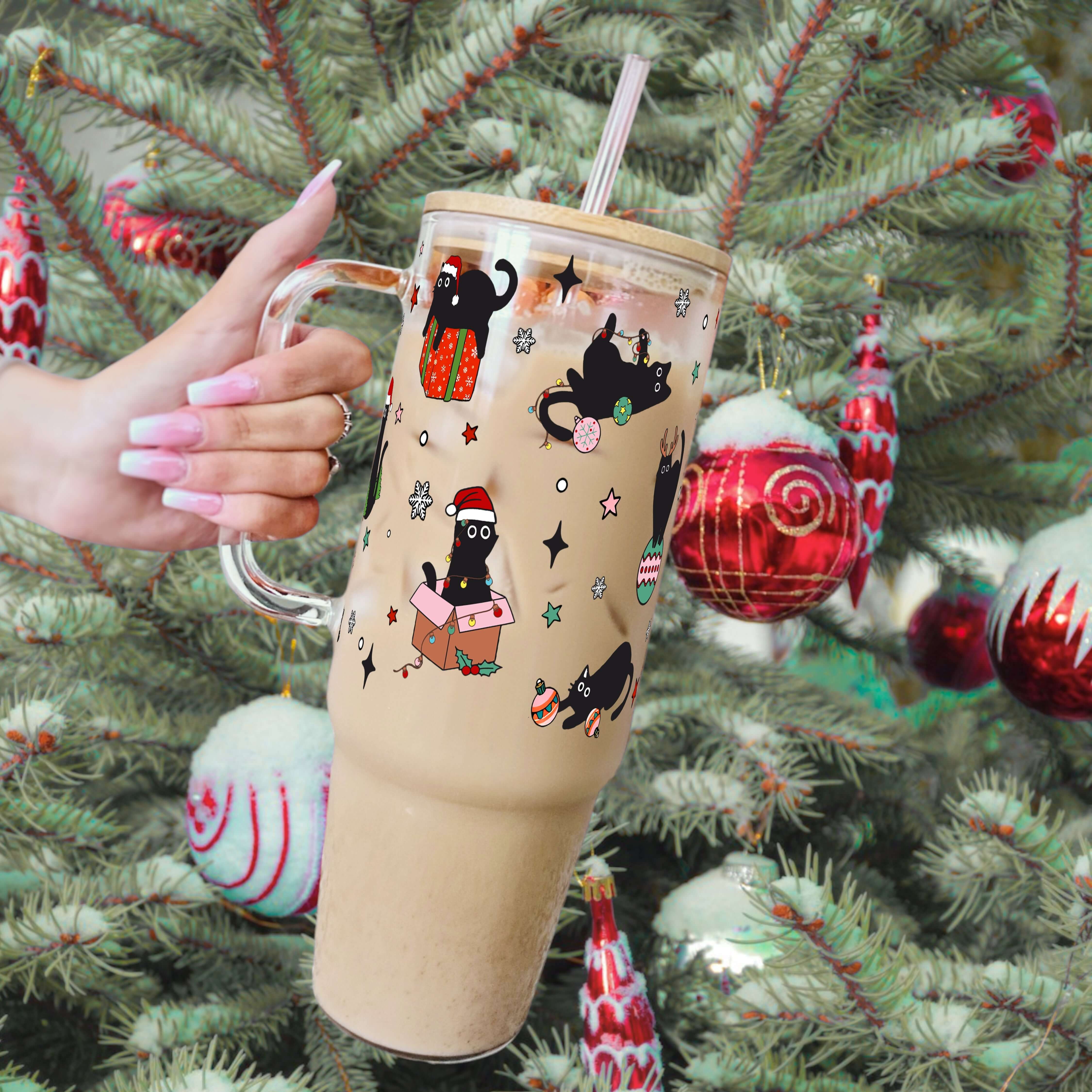 Christmas Cats Tumbler With Lid and Straw