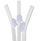 White tree glass straws with pink ornaments from Sip-Sip Hooray!