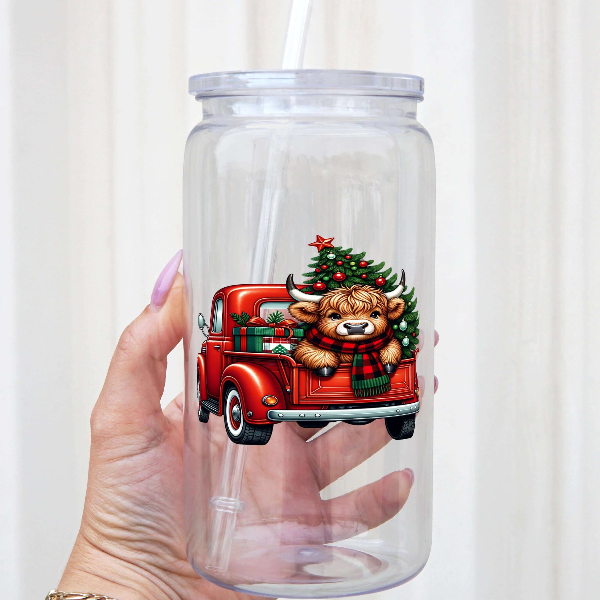 Christmas Highland Cow Cup With Lid and Straw from Sip Sip Hooray – Mugs