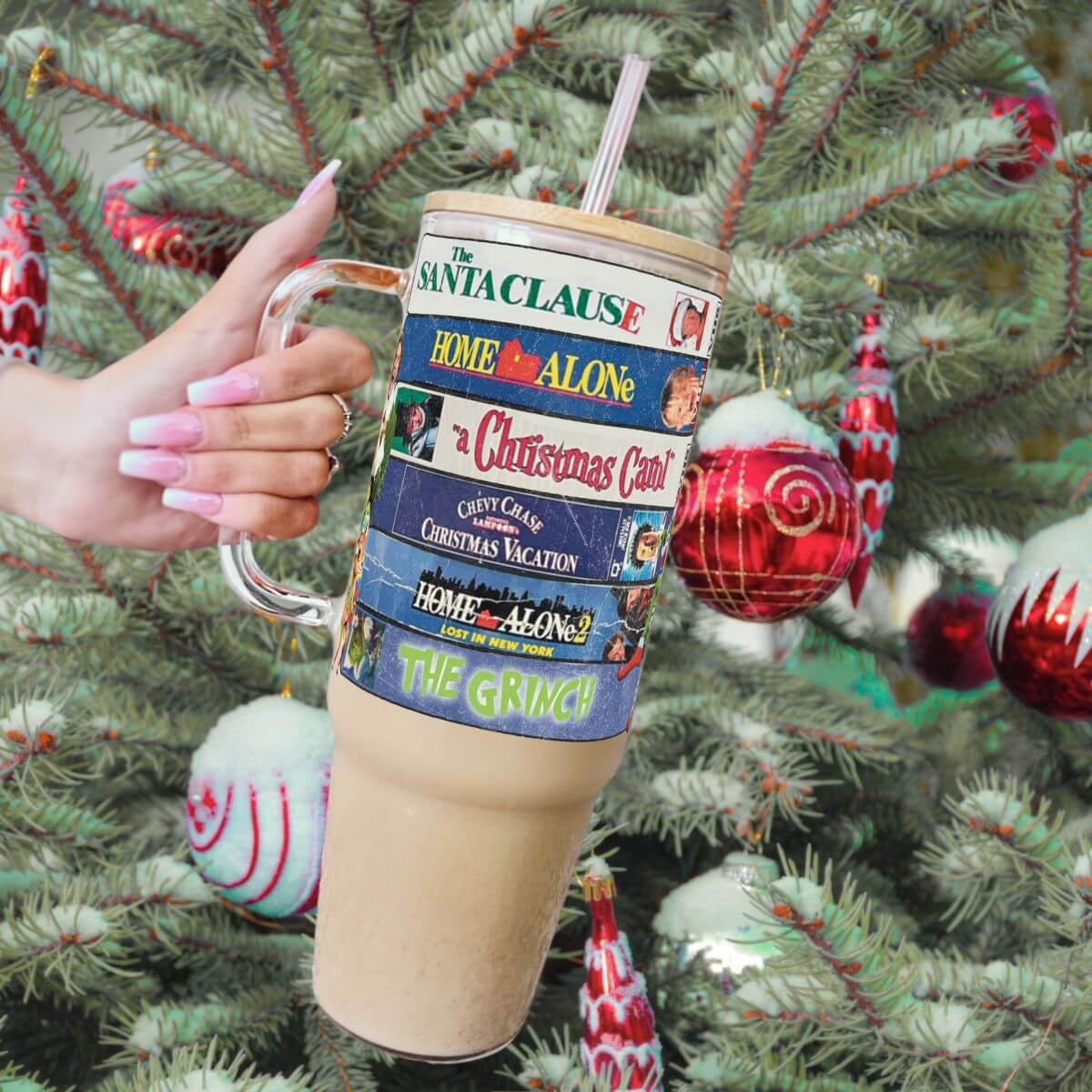 Christmas Movie Tumbler With Lid and Straw