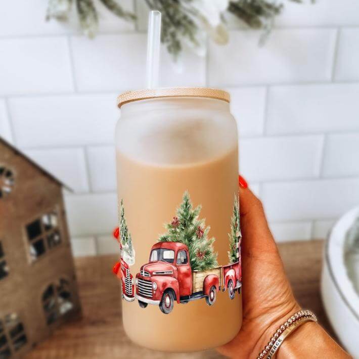 Christmas Red Truck Cup With Lid and Straw from Sip Sip Hooray – Tumblers