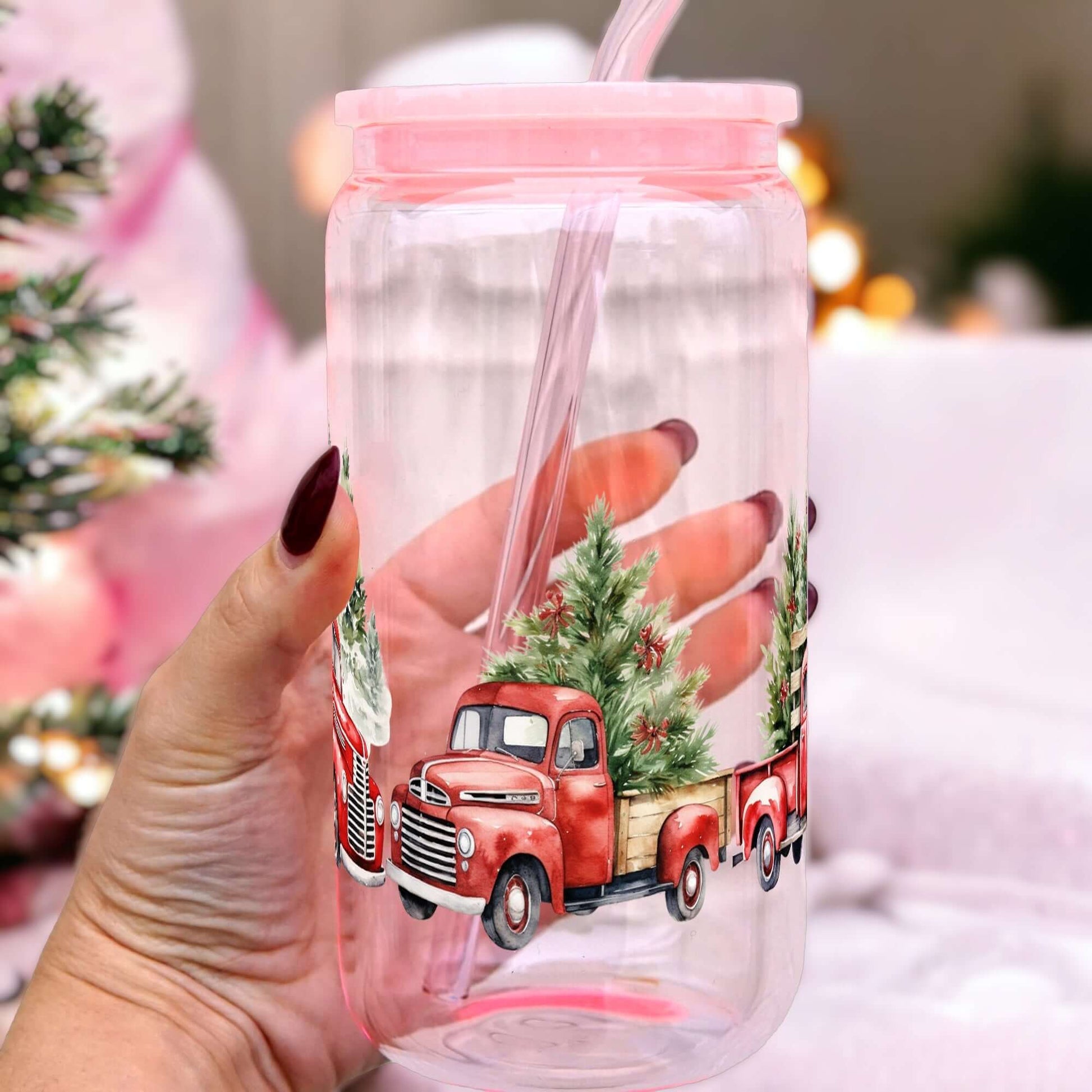 Christmas Red Truck Cup With Lid and Straw from Sip Sip Hooray – Tumblers