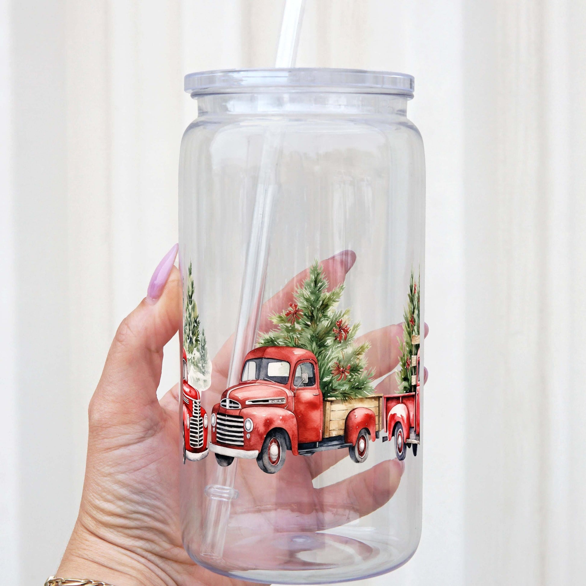 Christmas Red Truck Cup With Lid and Straw from Sip Sip Hooray – Tumblers