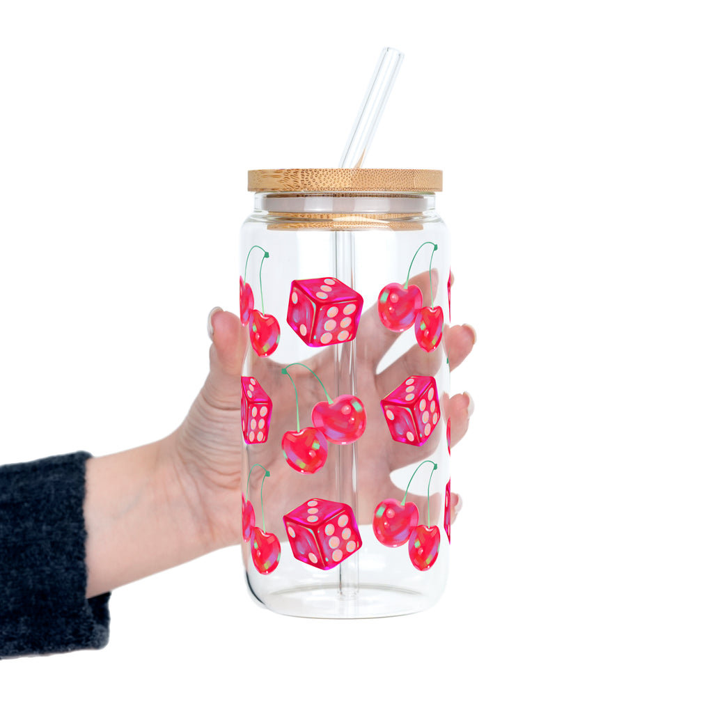 Lucky Girl Glass Cup, Mug & Tumbler with Lid and Straw