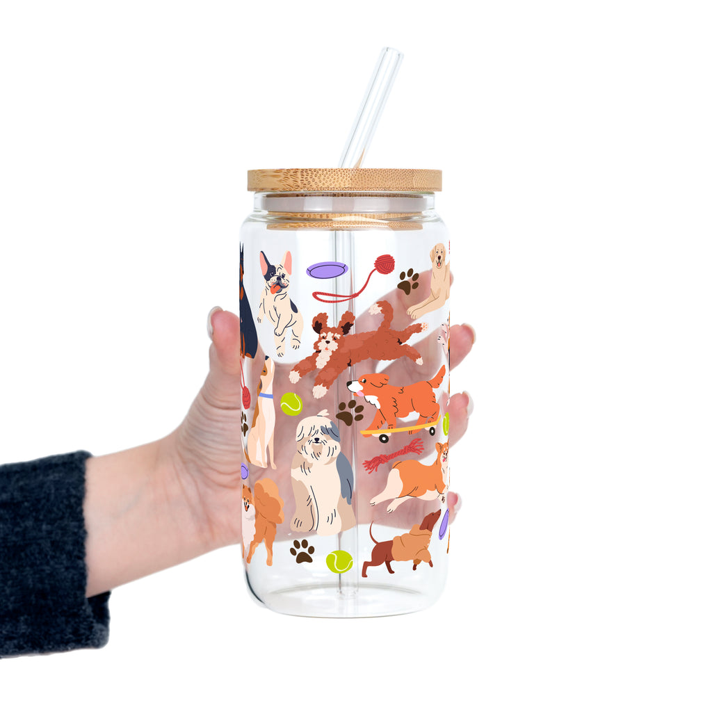 Dog Park Glass Cup, Mug & Tumbler with Lid and Straw