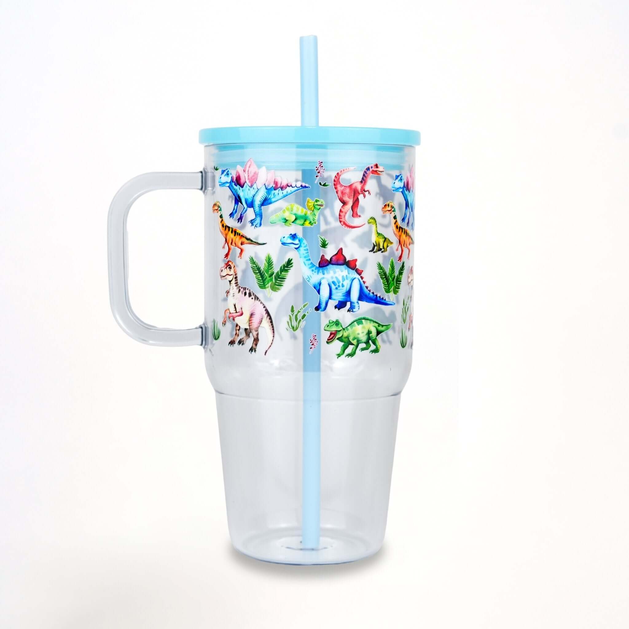 Colorful Dinosaurs 20oz Kids Tumbler with Handle, Lid & Straw