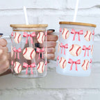 Coquette Baseball 17oz Glass Mug With Lid and Straw from Sip Sip Hooray – Drinkware