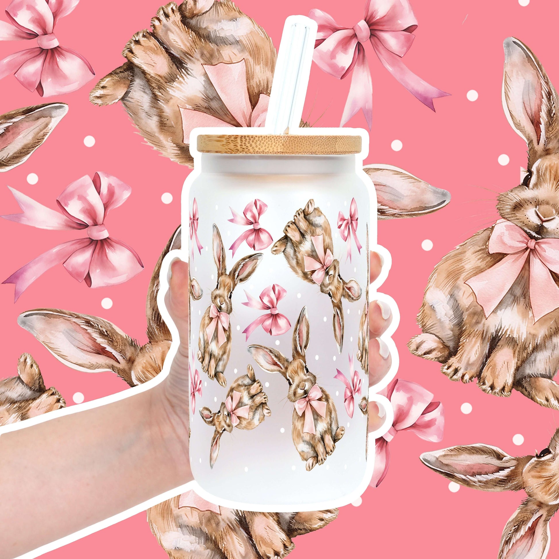 Coquette Easter Bunny Cup with Lid and Straw from Sip Sip Hooray – Uncategorized