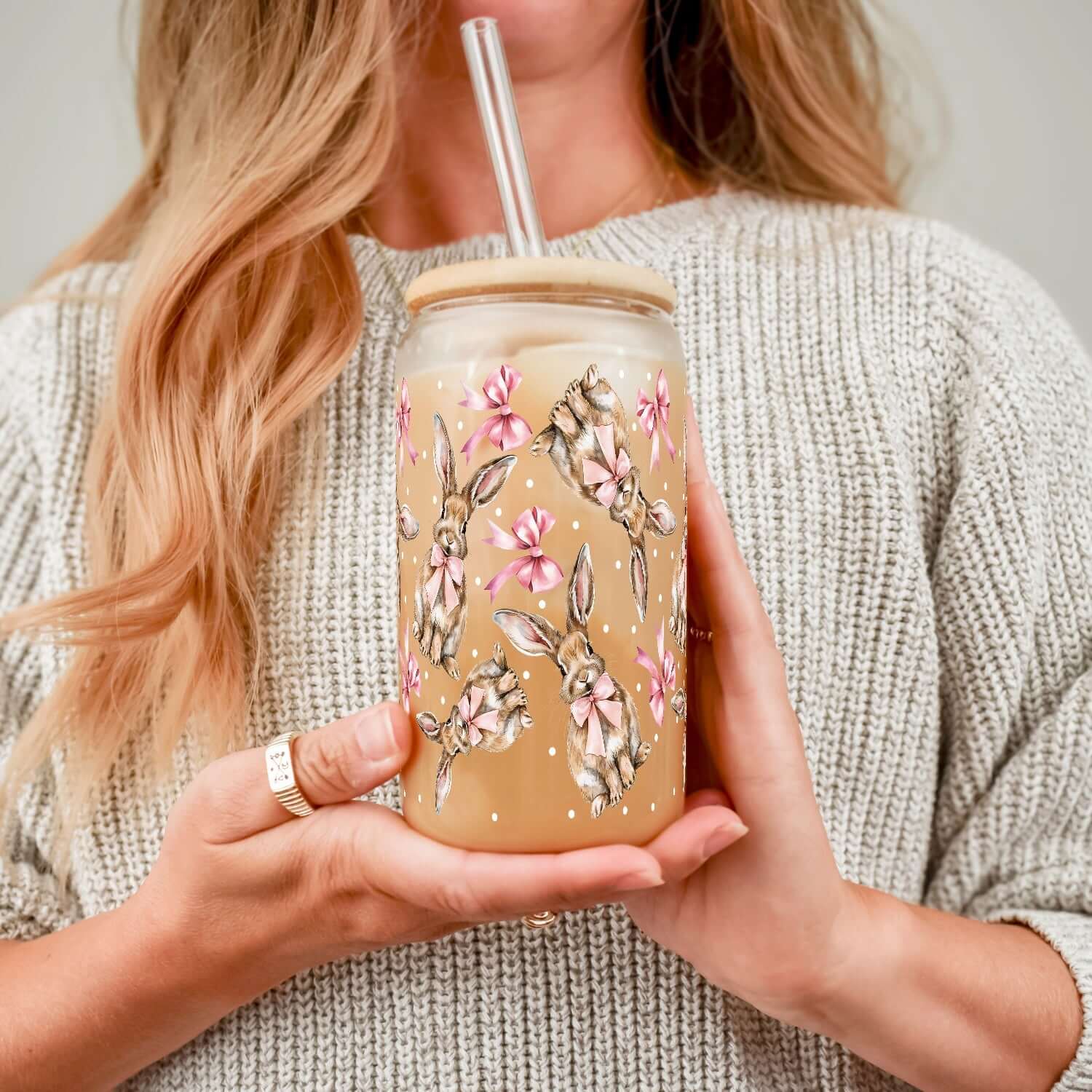 Coquette Easter Bunny Cup with Lid and Straw from Sip Sip Hooray – Uncategorized