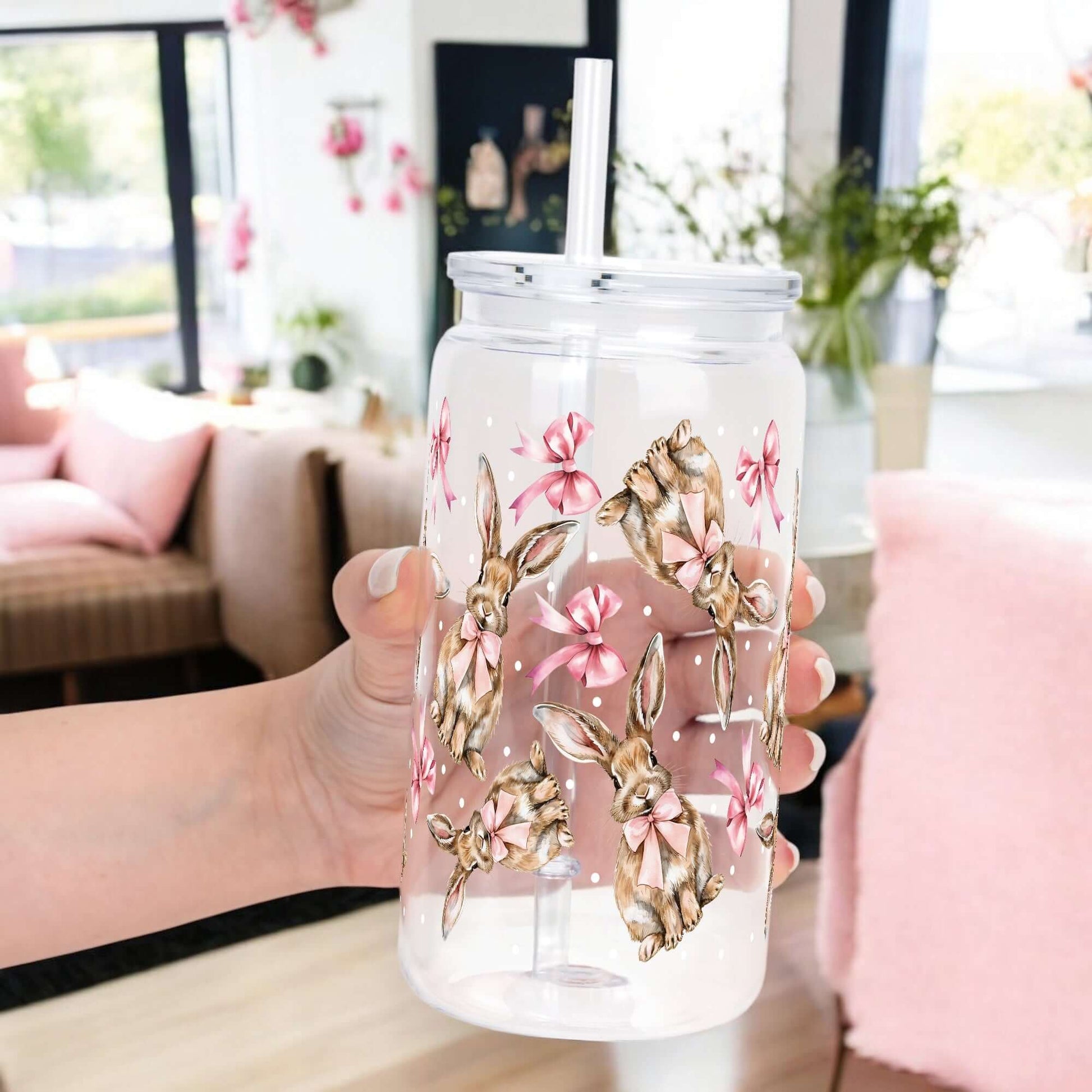 Coquette Easter Bunny Cup with Lid and Straw from Sip Sip Hooray – Uncategorized
