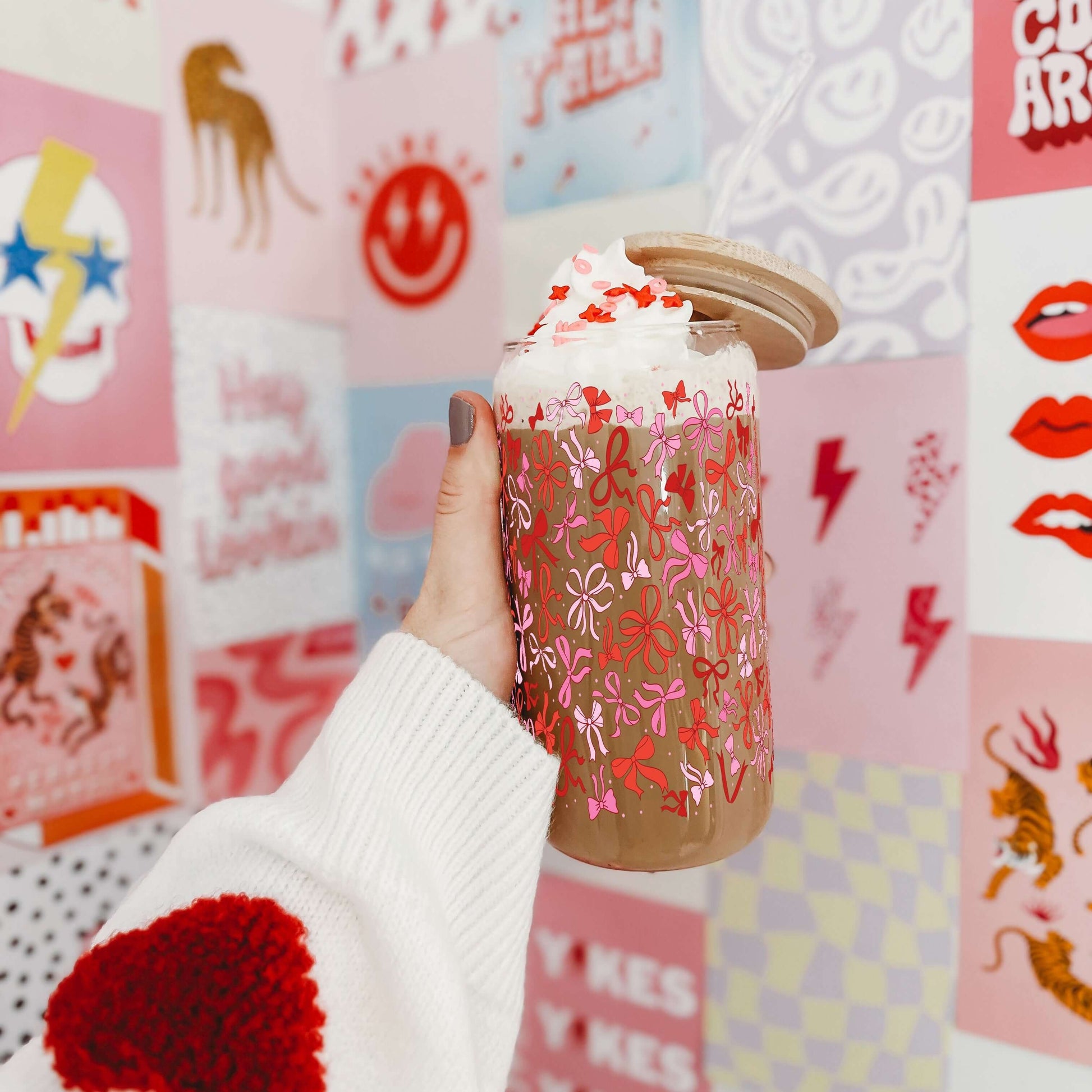 Coquette Valentine Can Cup with Lid and Straw from Sip Sip Hooray – Tumblers