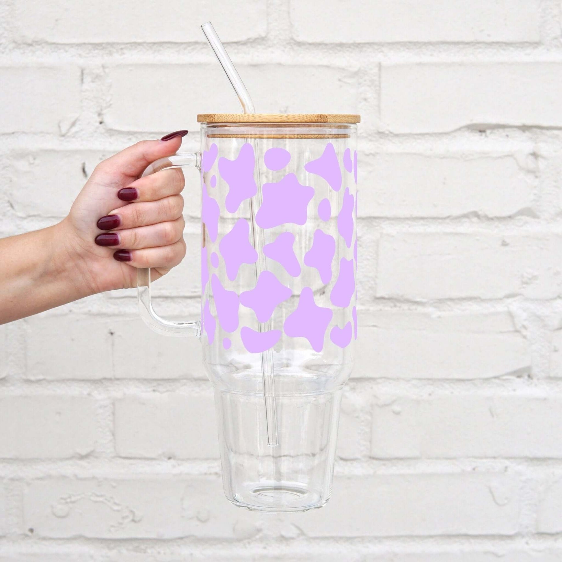 Cow Print 40oz Glass Tumbler With Lid and Straw from Sip Sip Hooray – Drinkware