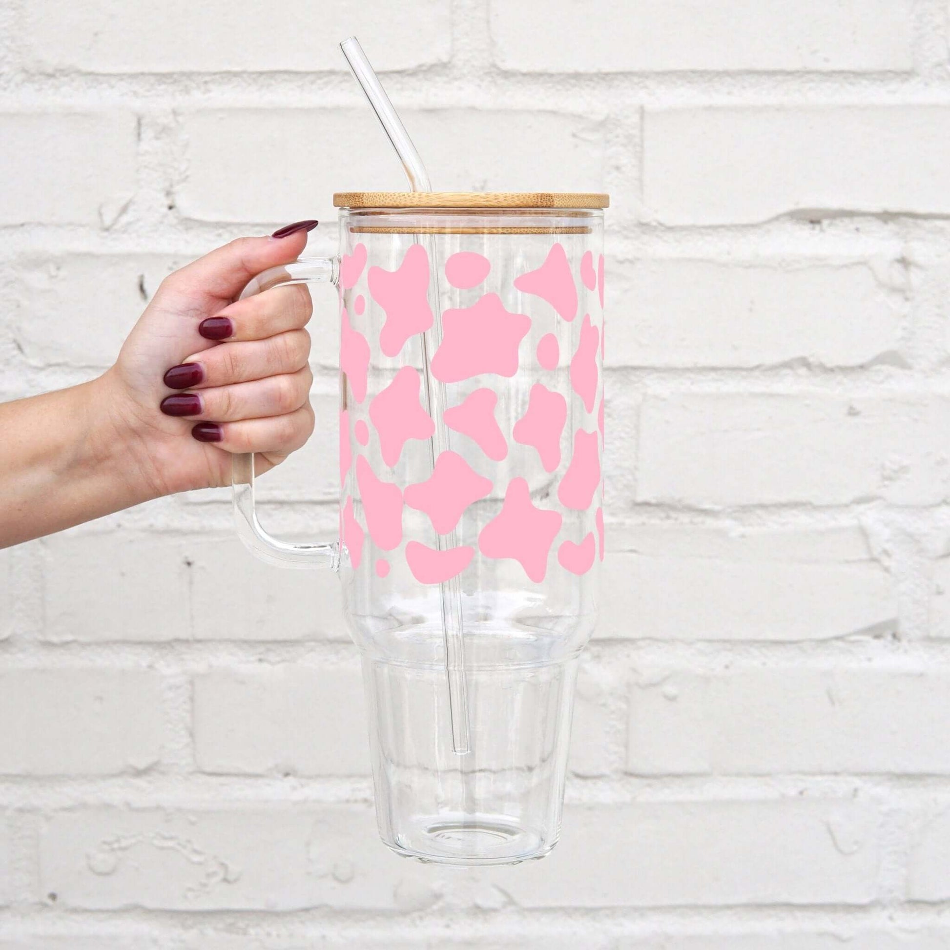 Cow Print 40oz Glass Tumbler With Lid and Straw from Sip Sip Hooray – Drinkware