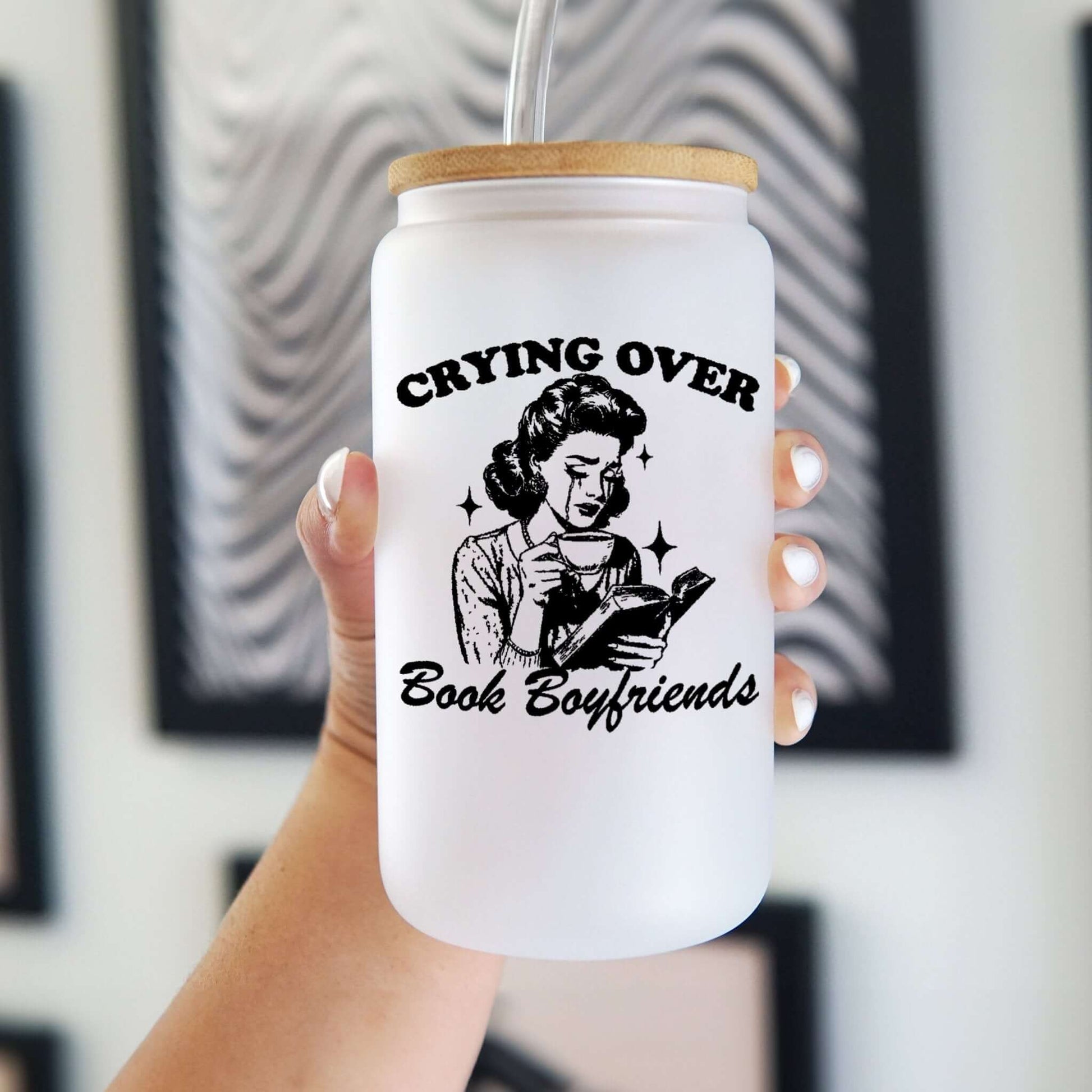 Crying Over Book Boyfriend Cup With Lid and Straw from Sip Sip Hooray – Drinkware