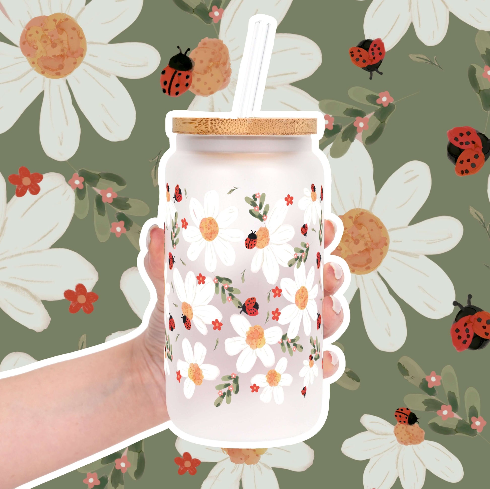 Daisy & Ladybug Cup with Lid and Straw from Sip Sip Hooray – Tumblers