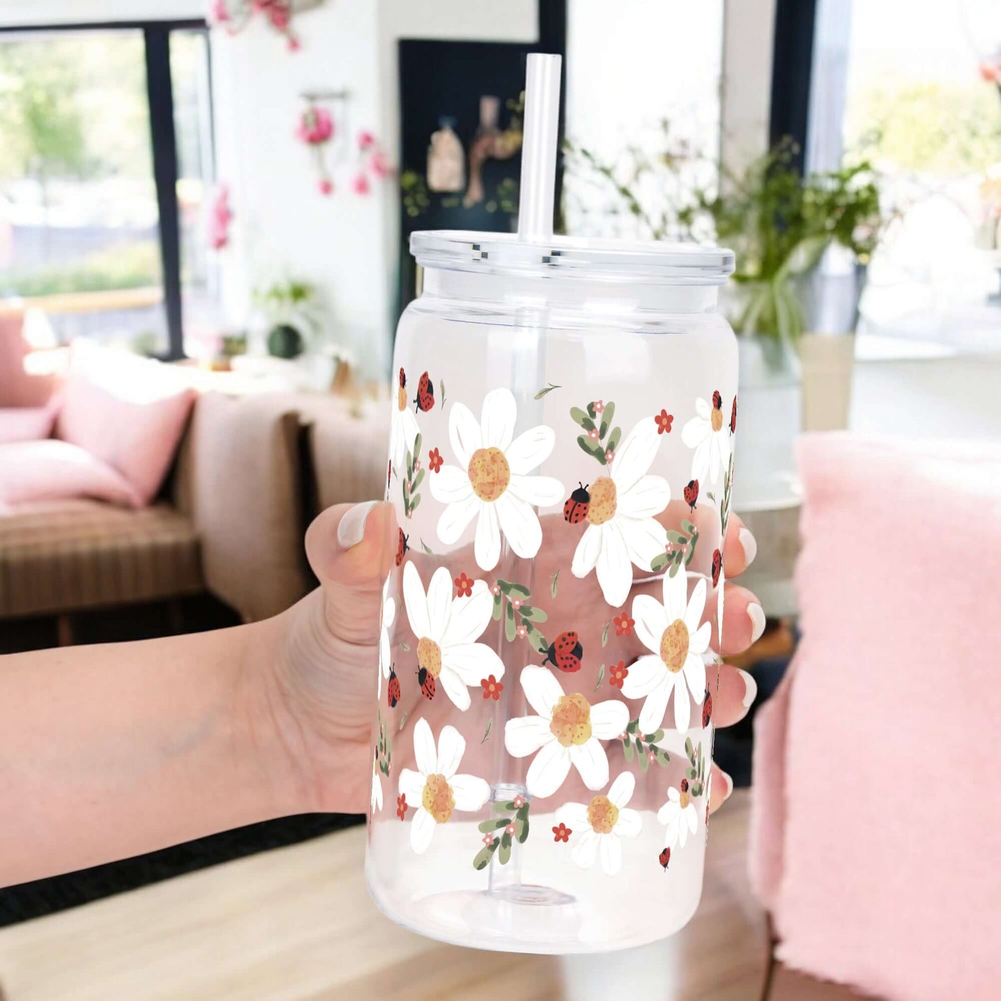 Daisy & Ladybug Cup with Lid and Straw from Sip Sip Hooray – Tumblers