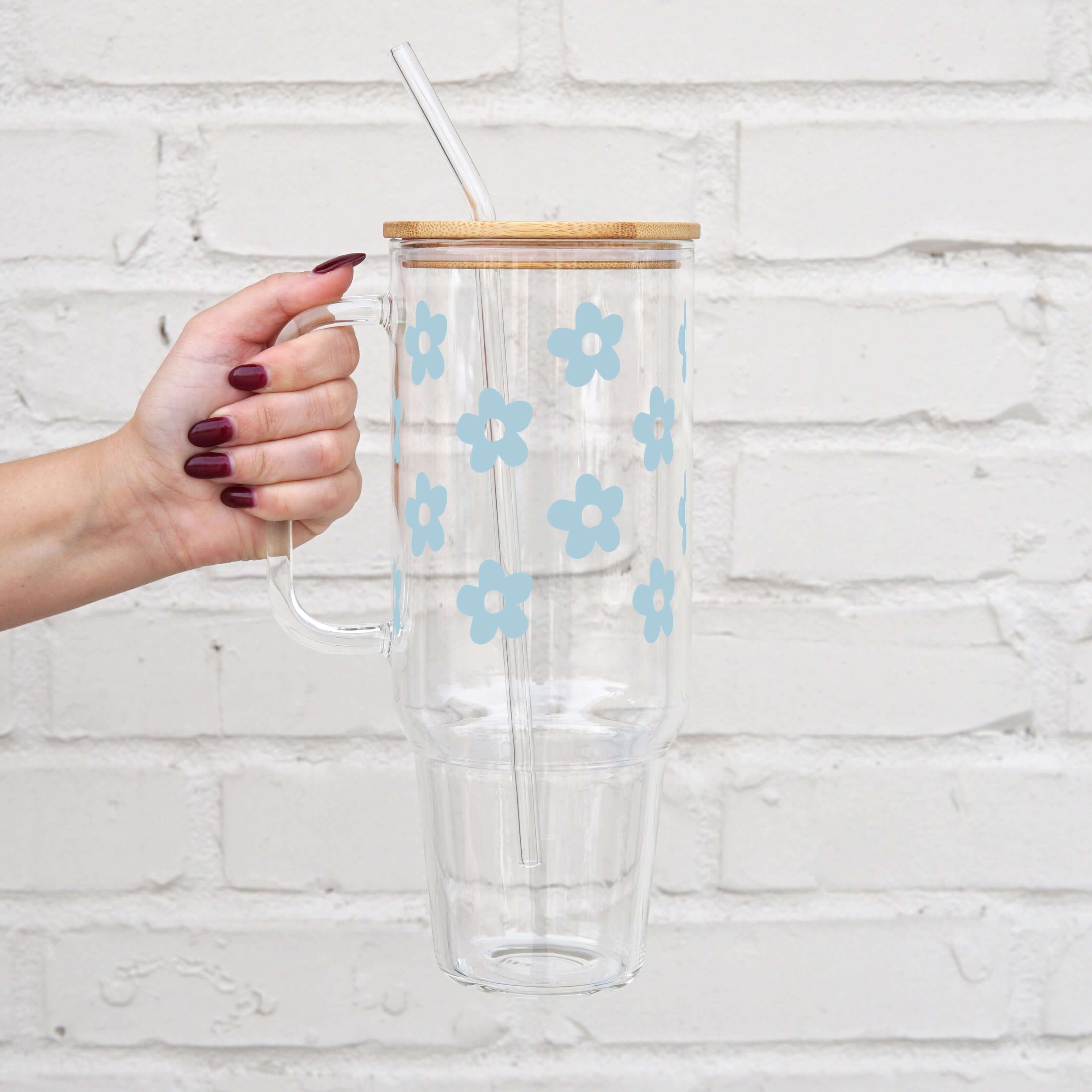 Daisy 40oz Glass or Plastic Tumbler With Lid and Straw from Sip Sip Hooray – Tumblers
