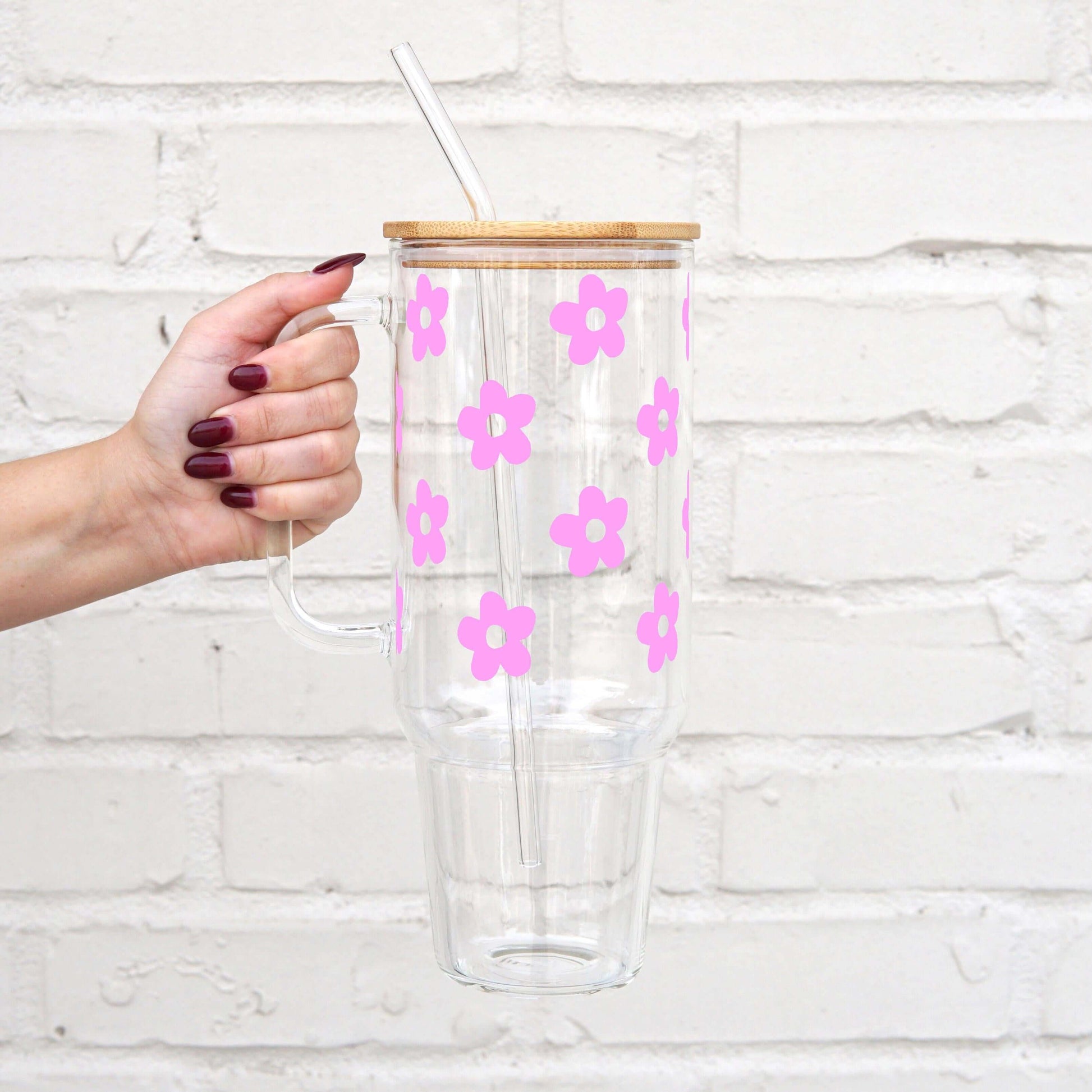 Daisy 40oz Glass or Plastic Tumbler With Lid and Straw from Sip Sip Hooray – Tumblers