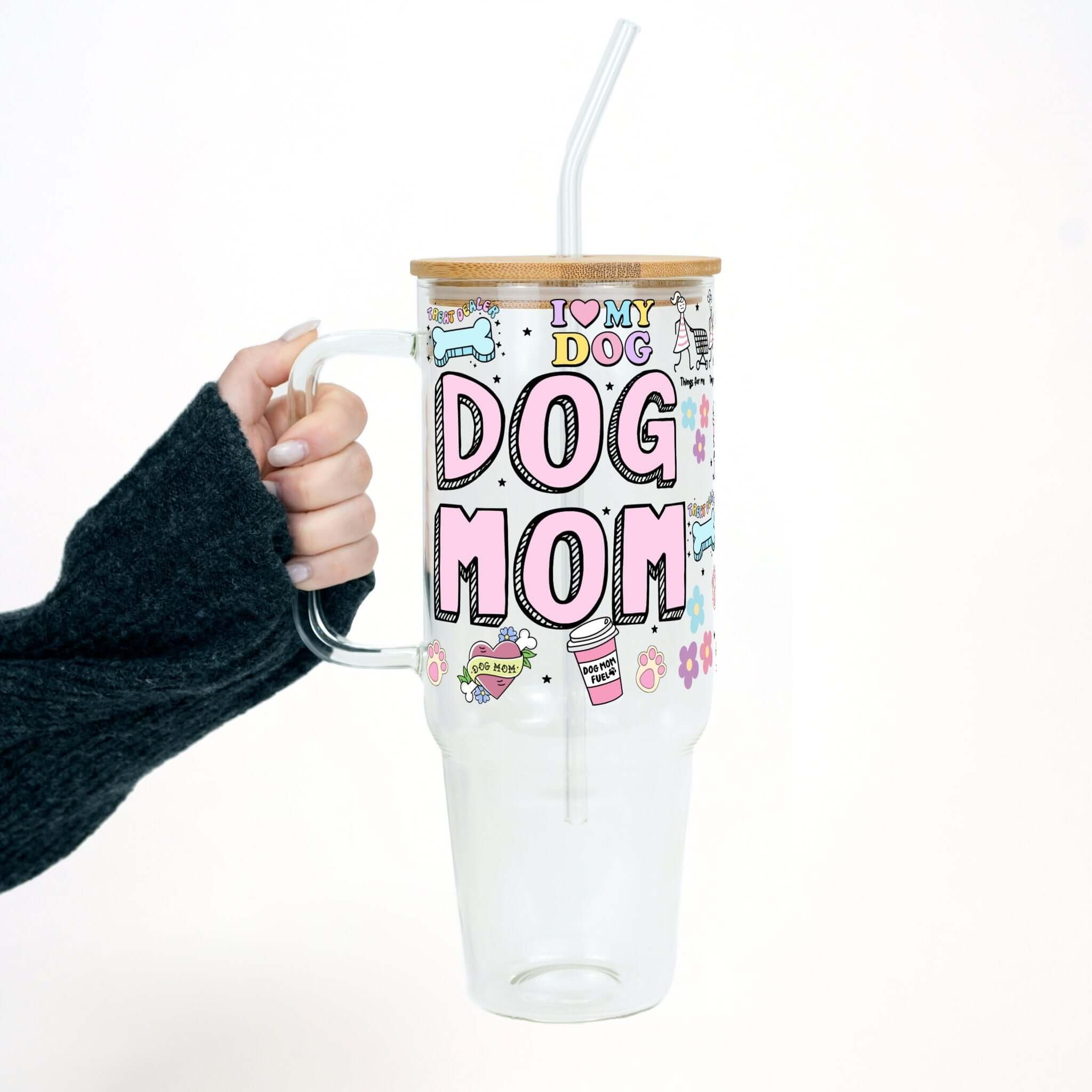 Dog Mom Doodles Tumbler With Lid and Straw