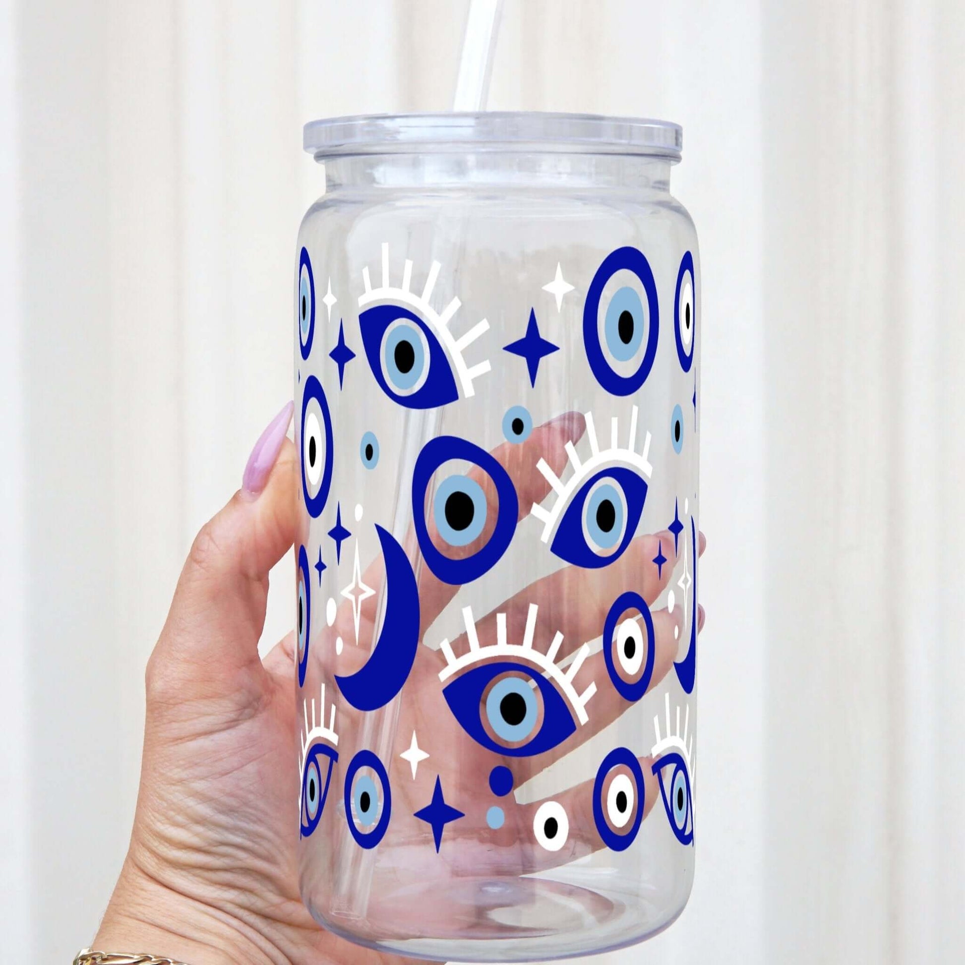Evil Eye Cup with Lid and Straw from Sip Sip Hooray – Tumblers