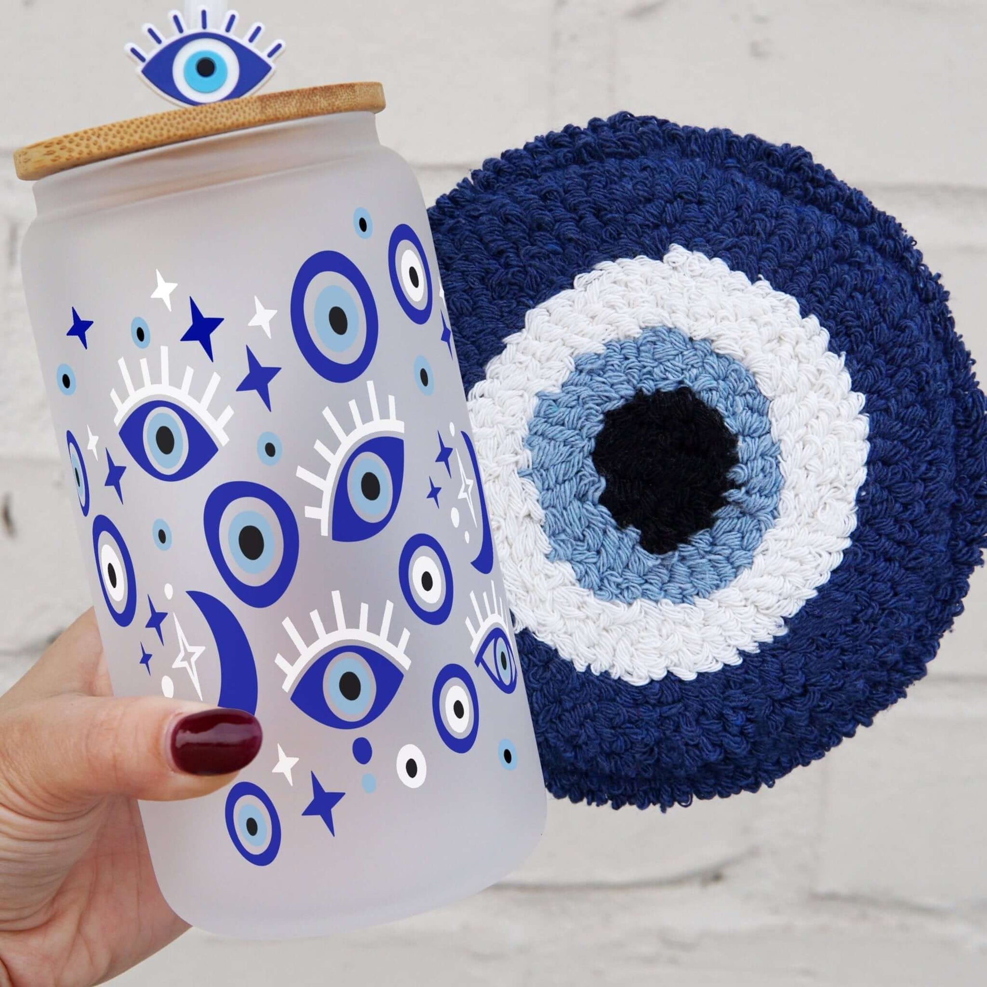 Evil Eye Cup with Lid and Straw from Sip Sip Hooray – Tumblers