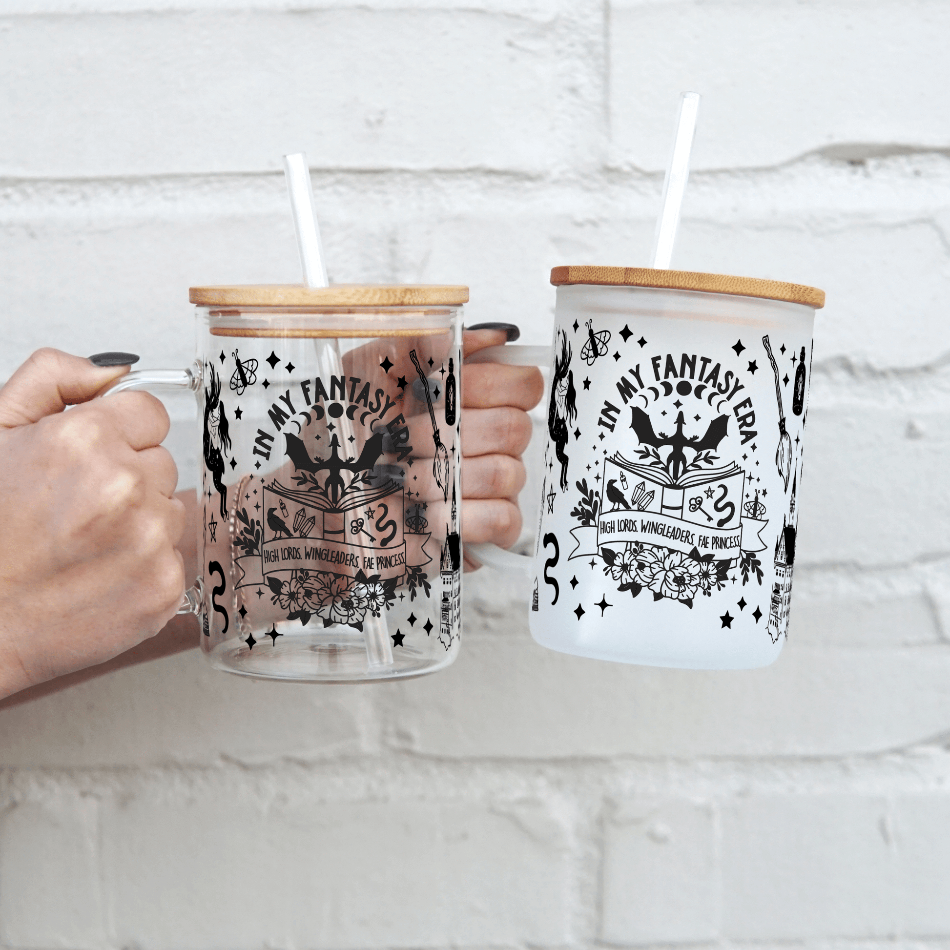 Fantasy Era 17oz Glass Mug With Lid and Straw from Sip Sip Hooray – Drinkware