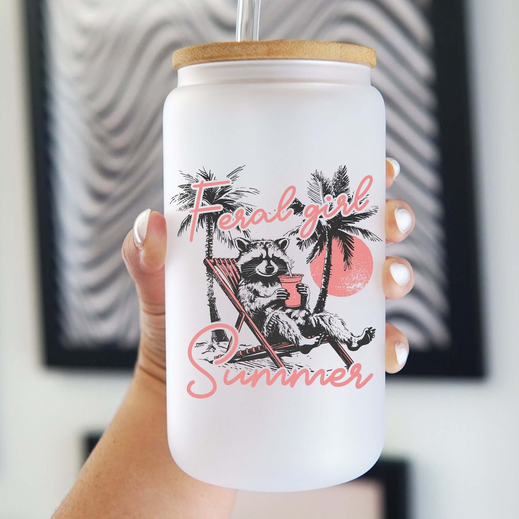Feral Girl Summer Cup With Lid and Straw