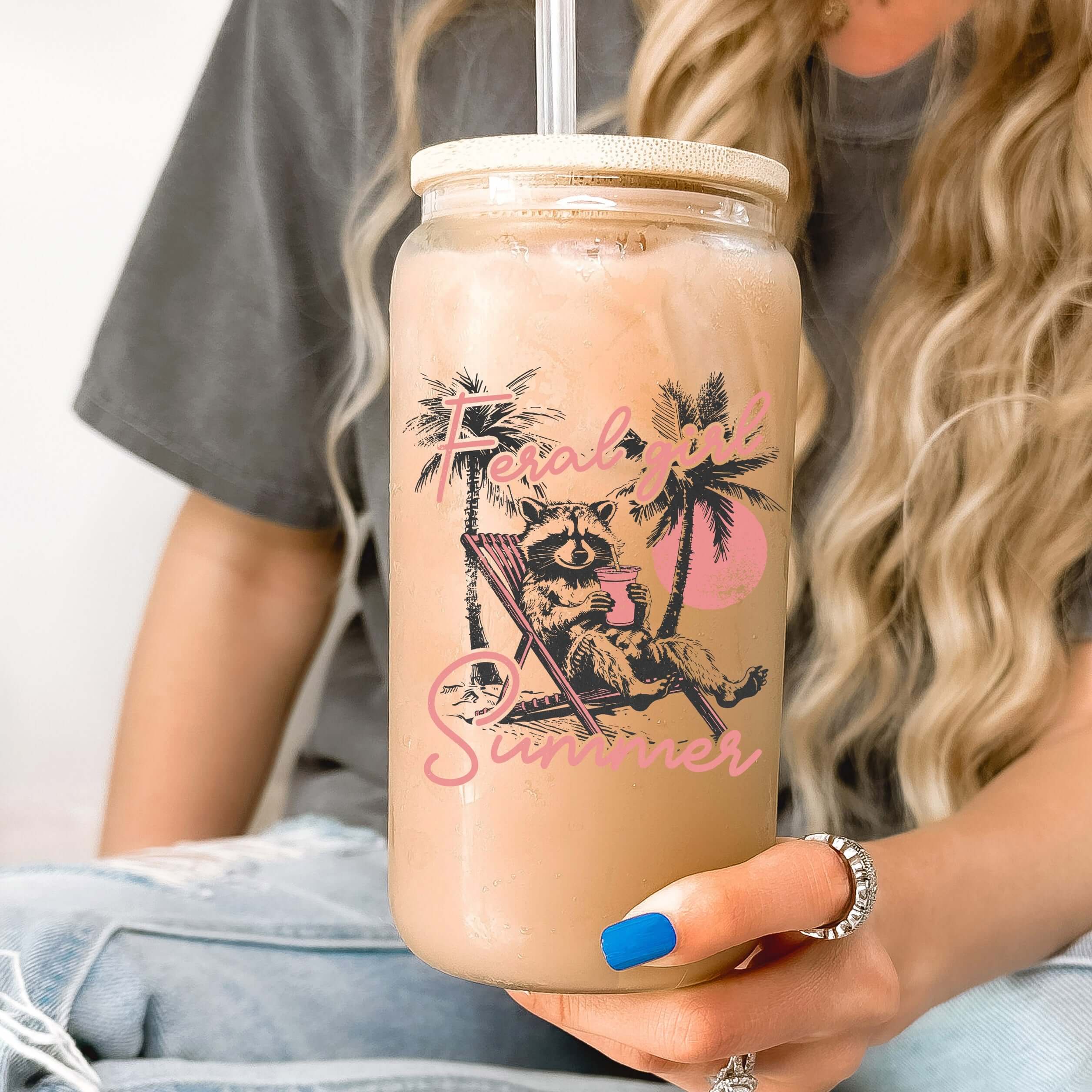 Feral Girl Summer Cup With Lid and Straw