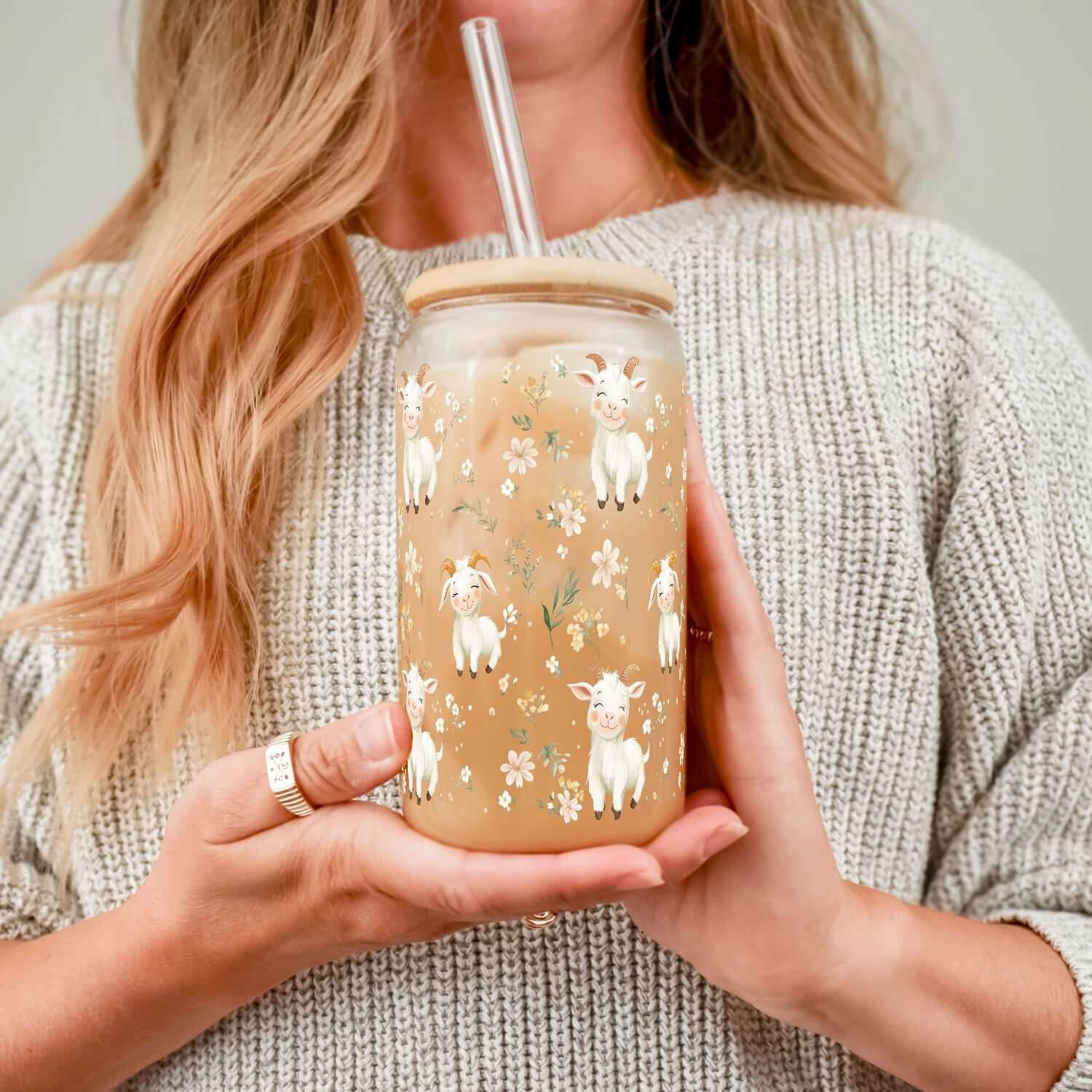 Floral Cute Goats Cup With Lid and Straw from Sip Sip Hooray – Tumblers