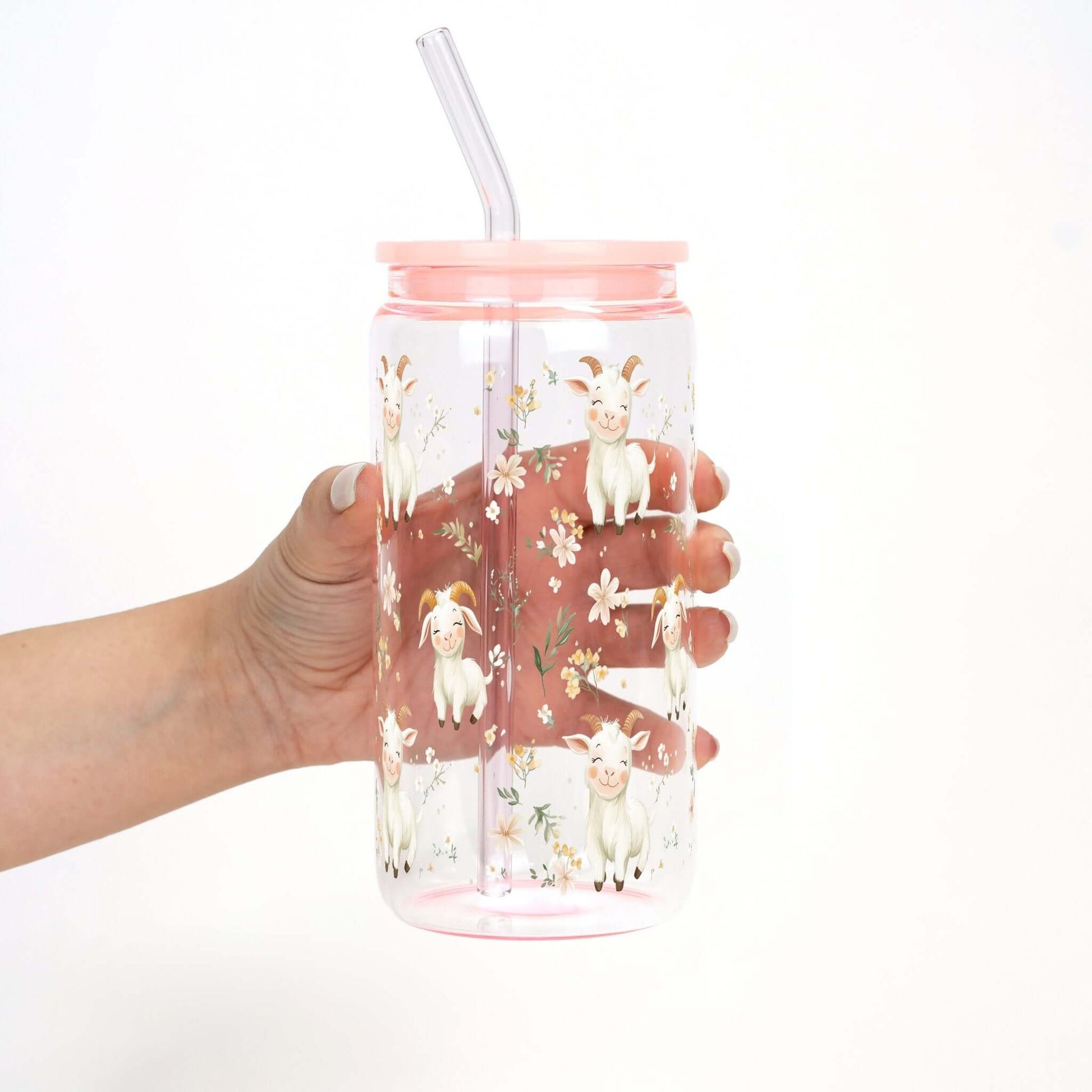 Floral Cute Goats Cup With Lid and Straw from Sip Sip Hooray – Tumblers