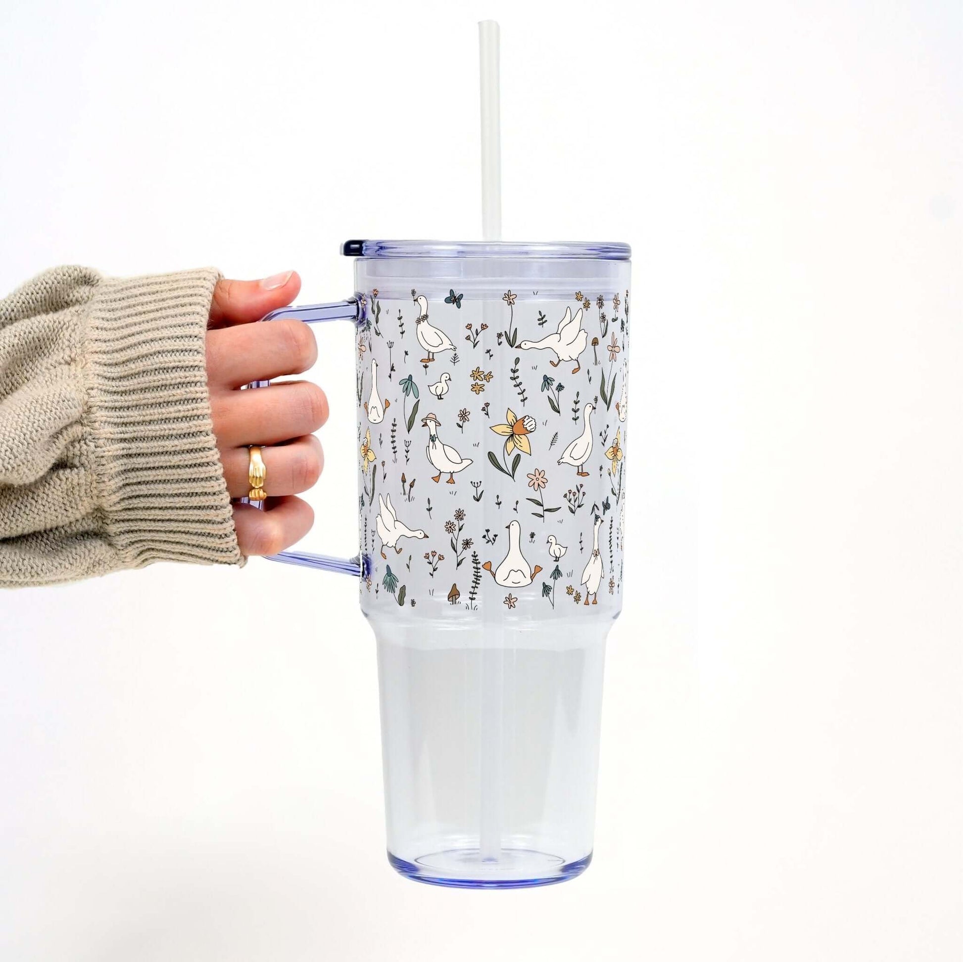Floral Geese 40oz Tumbler With Handle Lid and Straw from Sip Sip Hooray – Tumblers