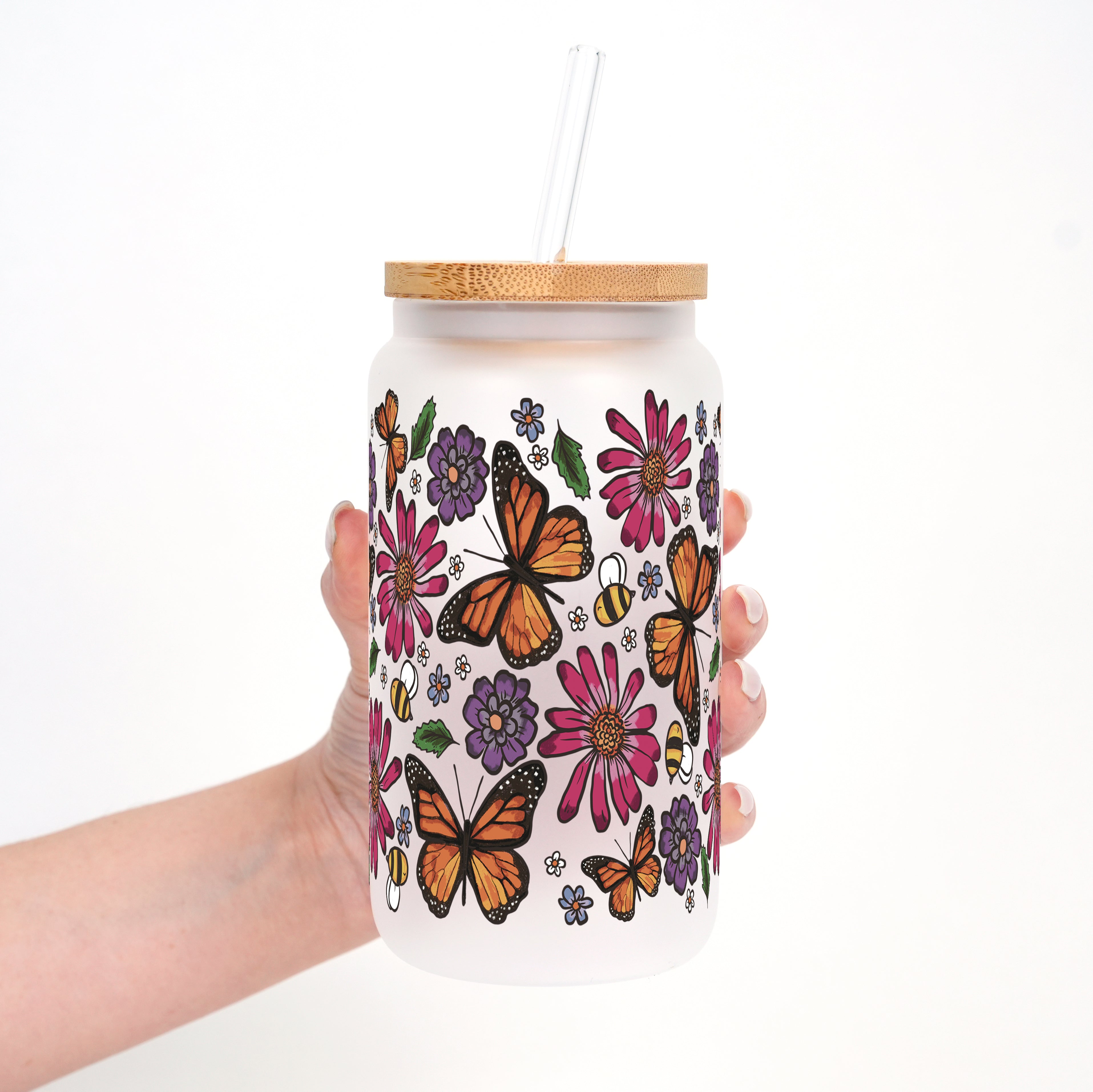 Butterfly Garden Cup with Lid and Straw