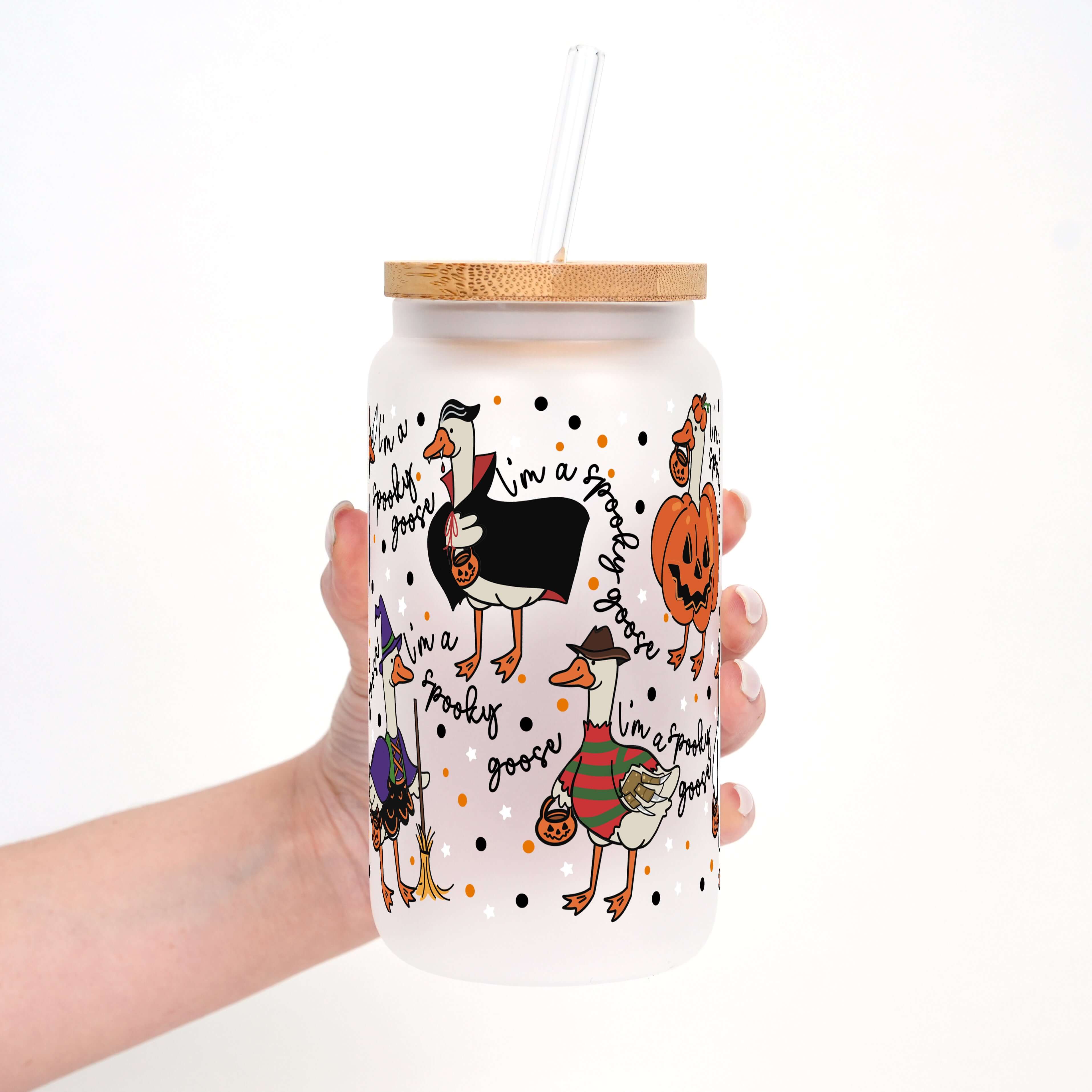 Spooky Goose Cup With Lid and Straw