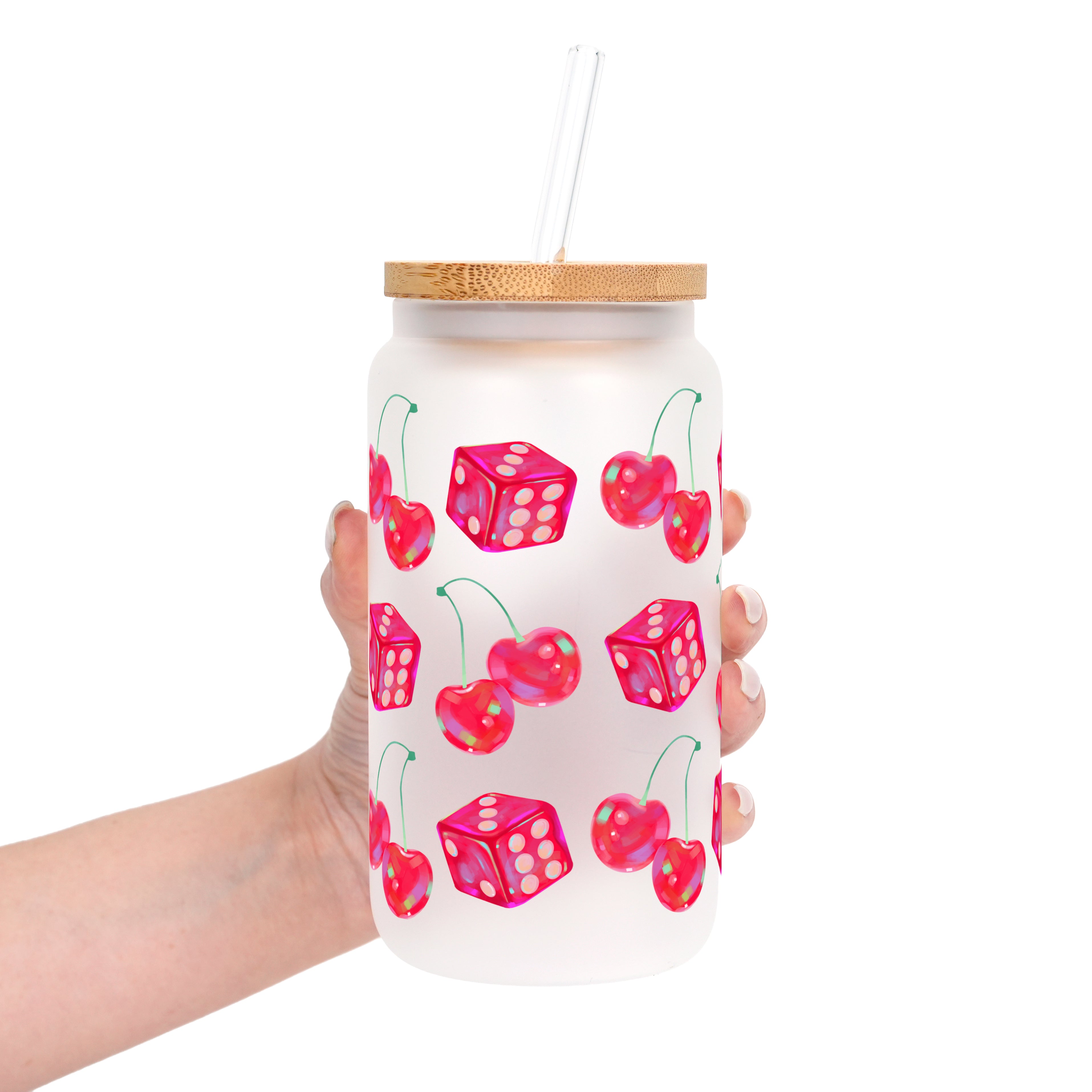 Lucky Girl Glass Cup, Mug & Tumbler with Lid and Straw