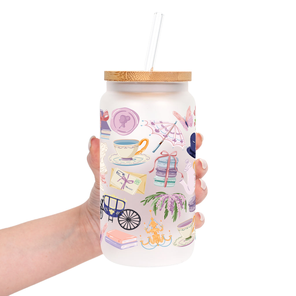 Regency Book Girl Glass Cup, Mug & Tumbler with Lid and Straw