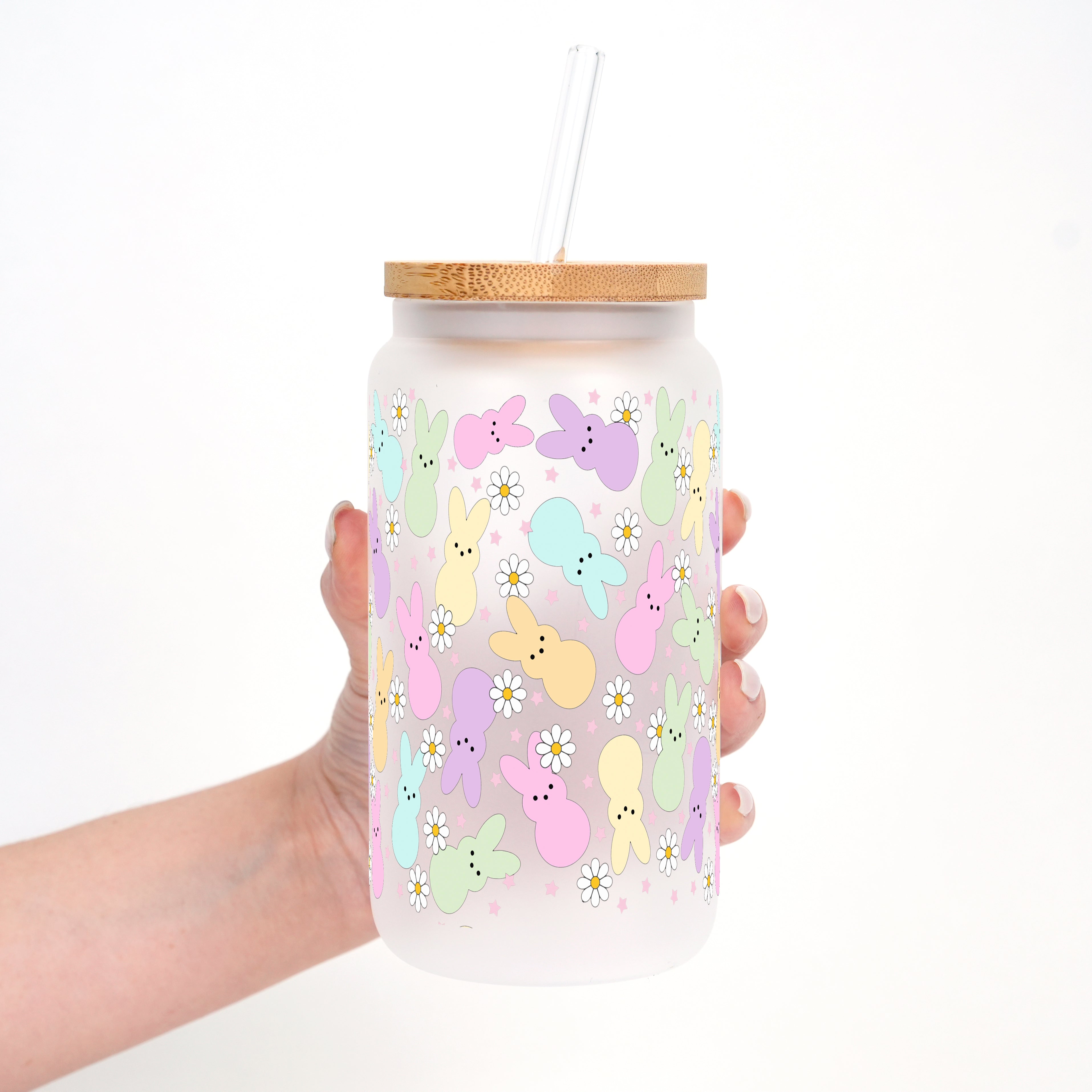 Pastel Bunny Cup with Lid and Straw