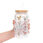 Funky Chickens Glass Cup, Mug & Tumbler with Lid and Straw