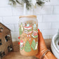 Bookish Christmas 16oz Glass Can Cup With Lid and Straw