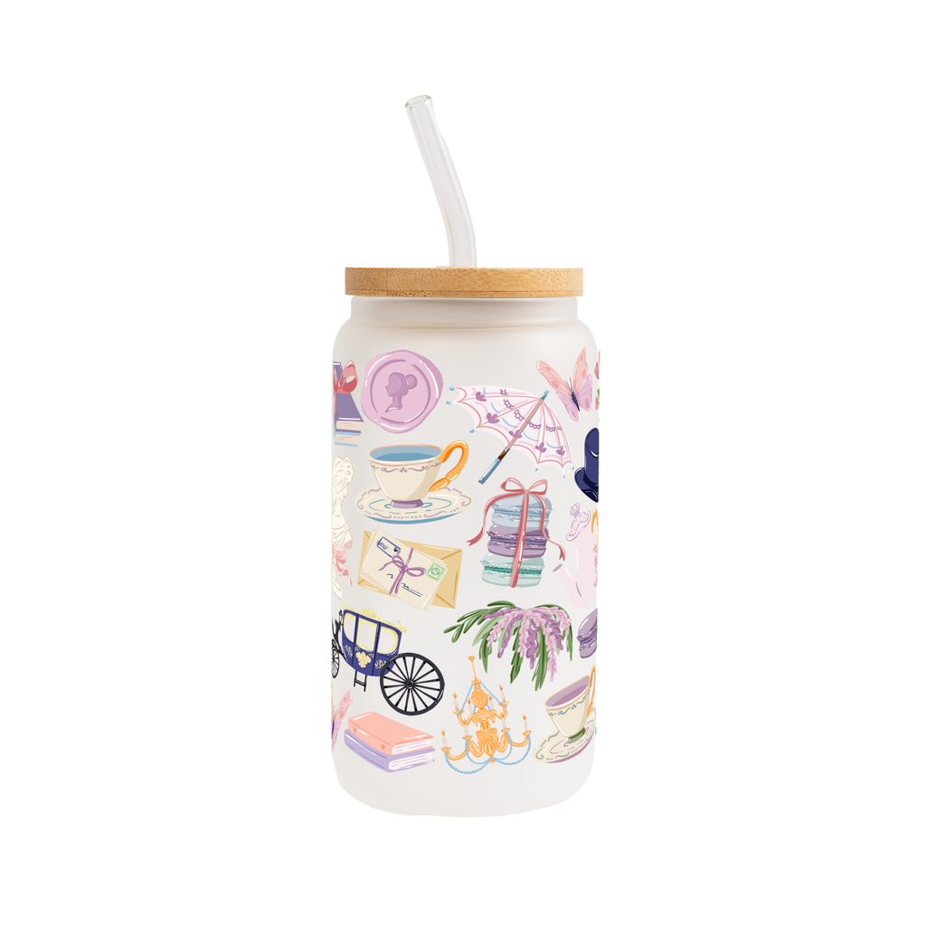 Regency Book Girl Glass Cup, Mug & Tumbler with Lid and Straw