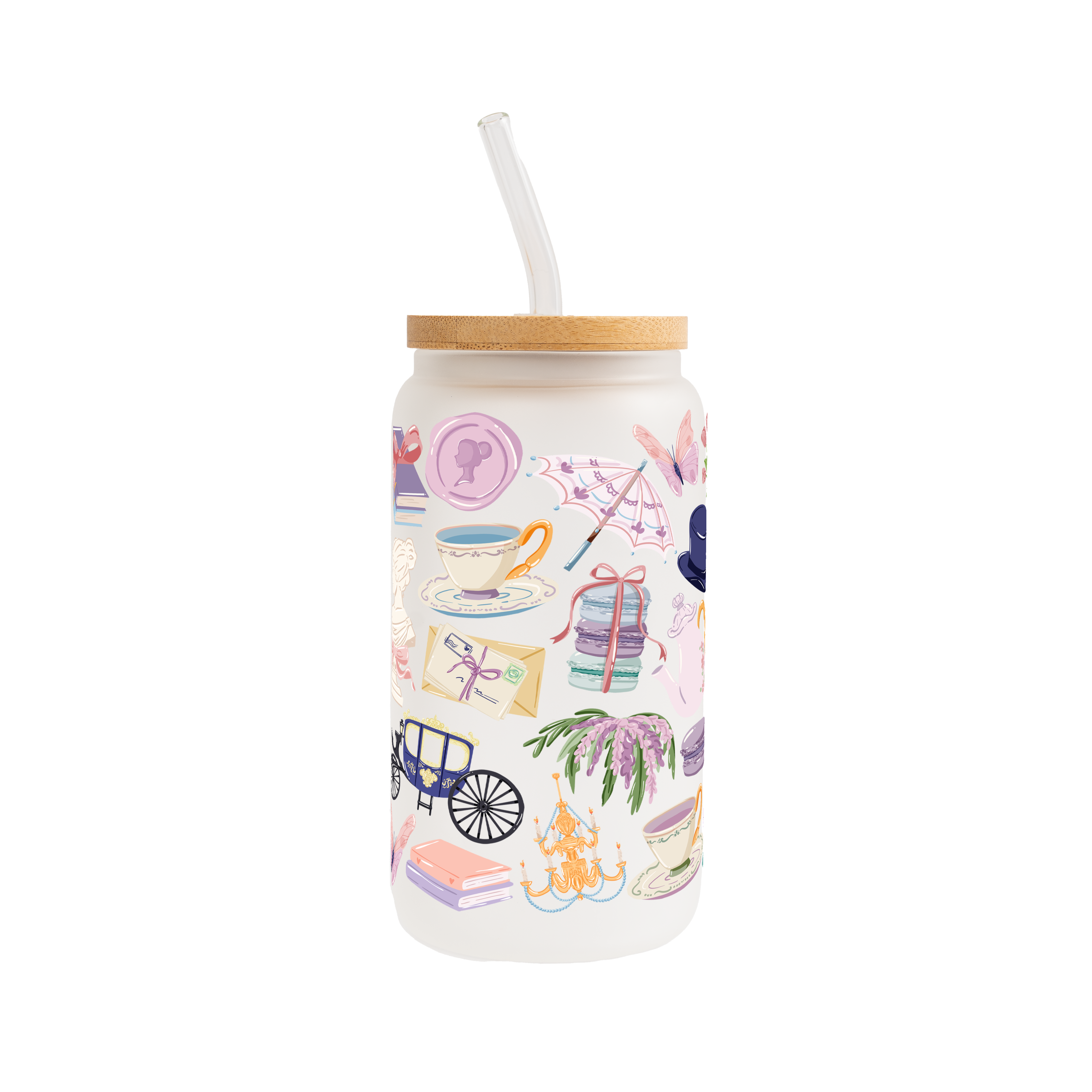 Regency Book Girl Glass Cup, Mug & Tumbler with Lid and Straw