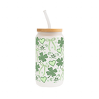St Patricks Day Minimal Cutie Glass Cup, Mug & Tumbler with Lid and Straw