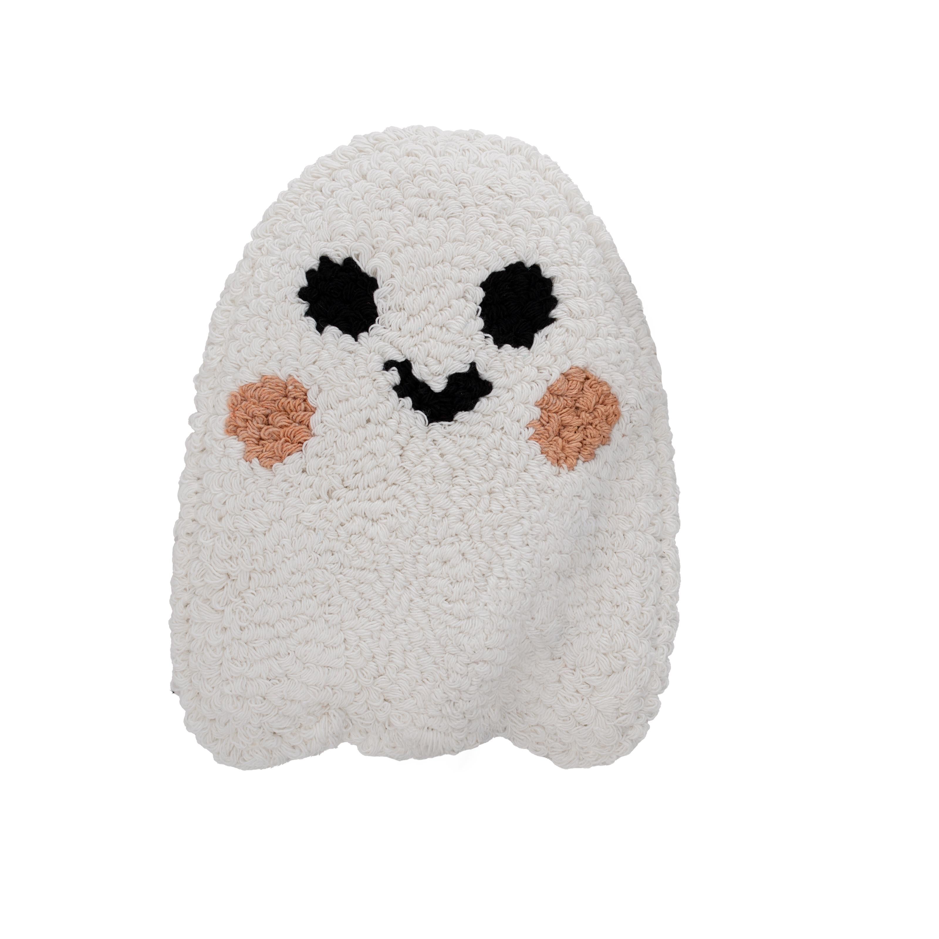White Ghost Mug Rug, Tufted Coaster, Spooky Cute Coffee Bar Decor