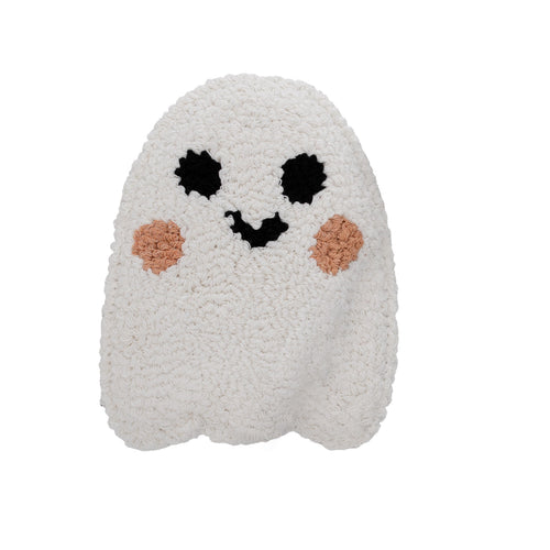 White Ghost Mug Rug, Tufted Coaster, Spooky Cute Coffee Bar Decor