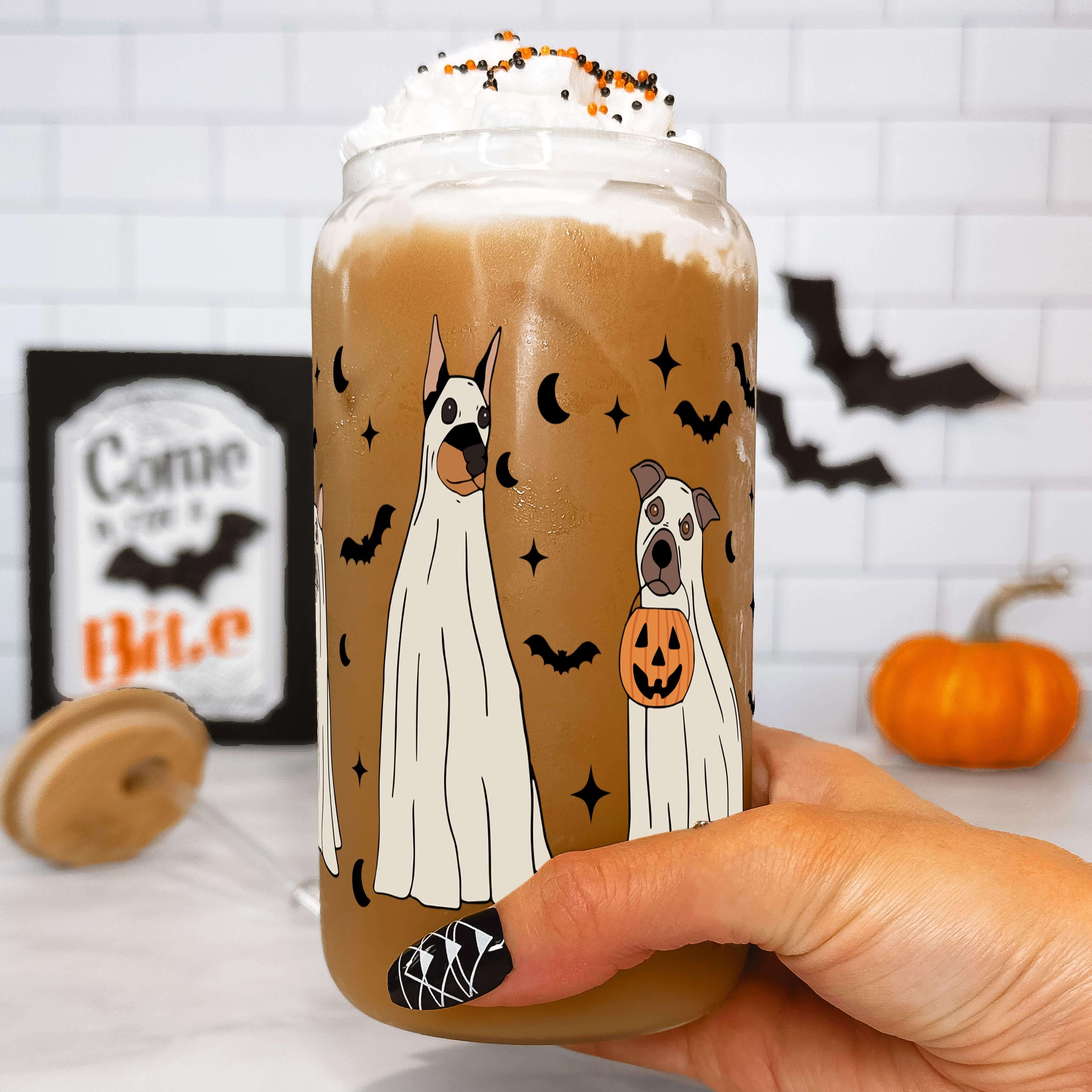 Ghost Dog Halloween Cup With Lid and Straw