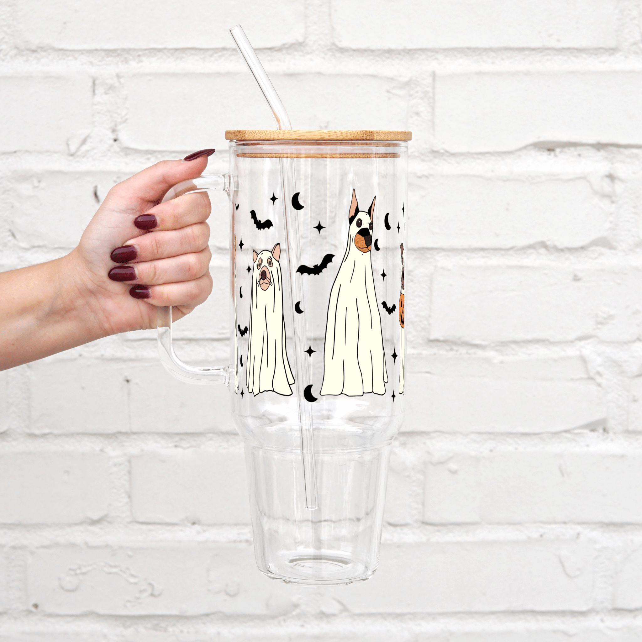 Ghost Dog Tumbler with Lid and Straw