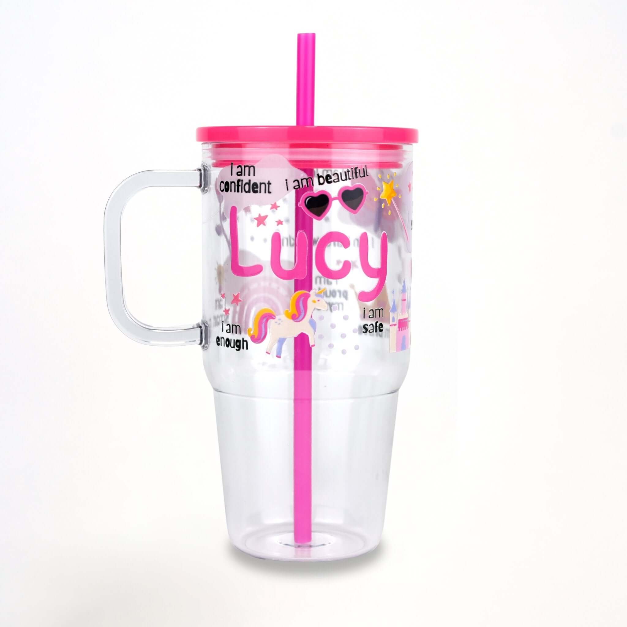 Girl's Affirmations 20oz Kids Tumbler with Handle, Lid & Straw