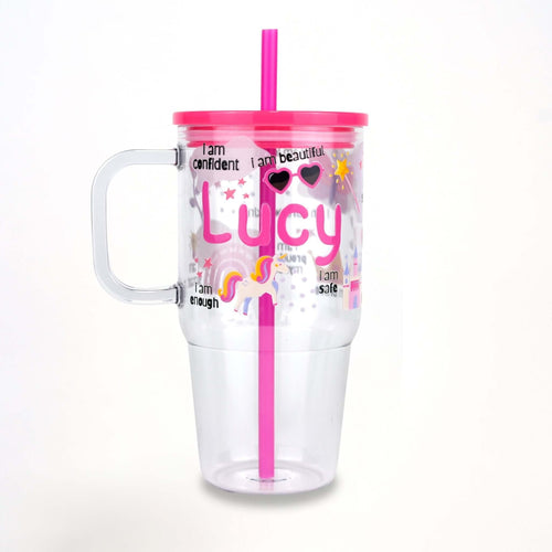 Girl's Affirmations 20oz Kids Tumbler with Handle, Lid & Straw from Sip Sip Hooray – Drinkware