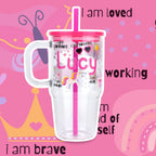 Girl's Affirmations 20oz Kids Tumbler with Handle, Lid & Straw from Sip Sip Hooray – Drinkware