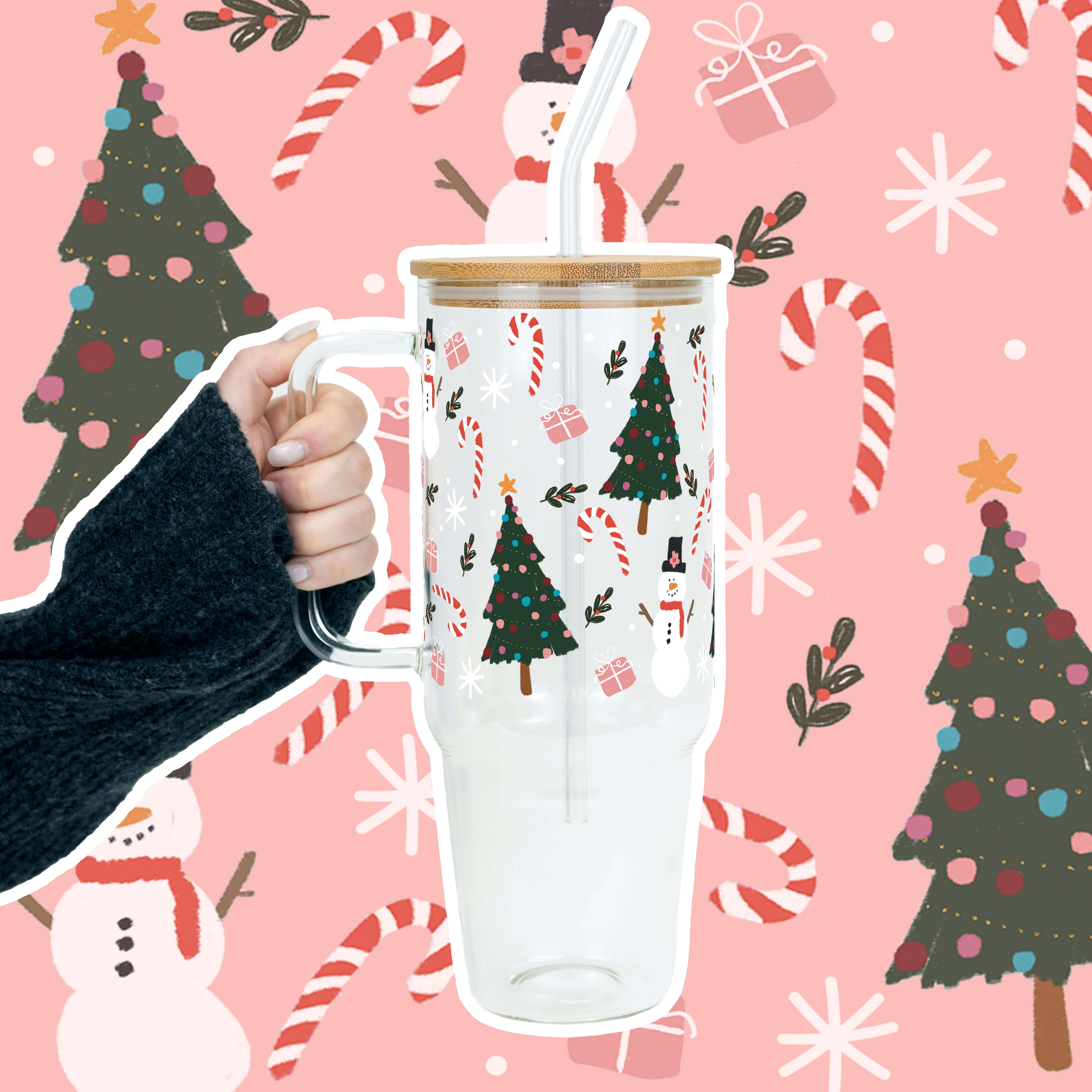 Jolly Little Christmas Tumbler with Handle Lid & Straw